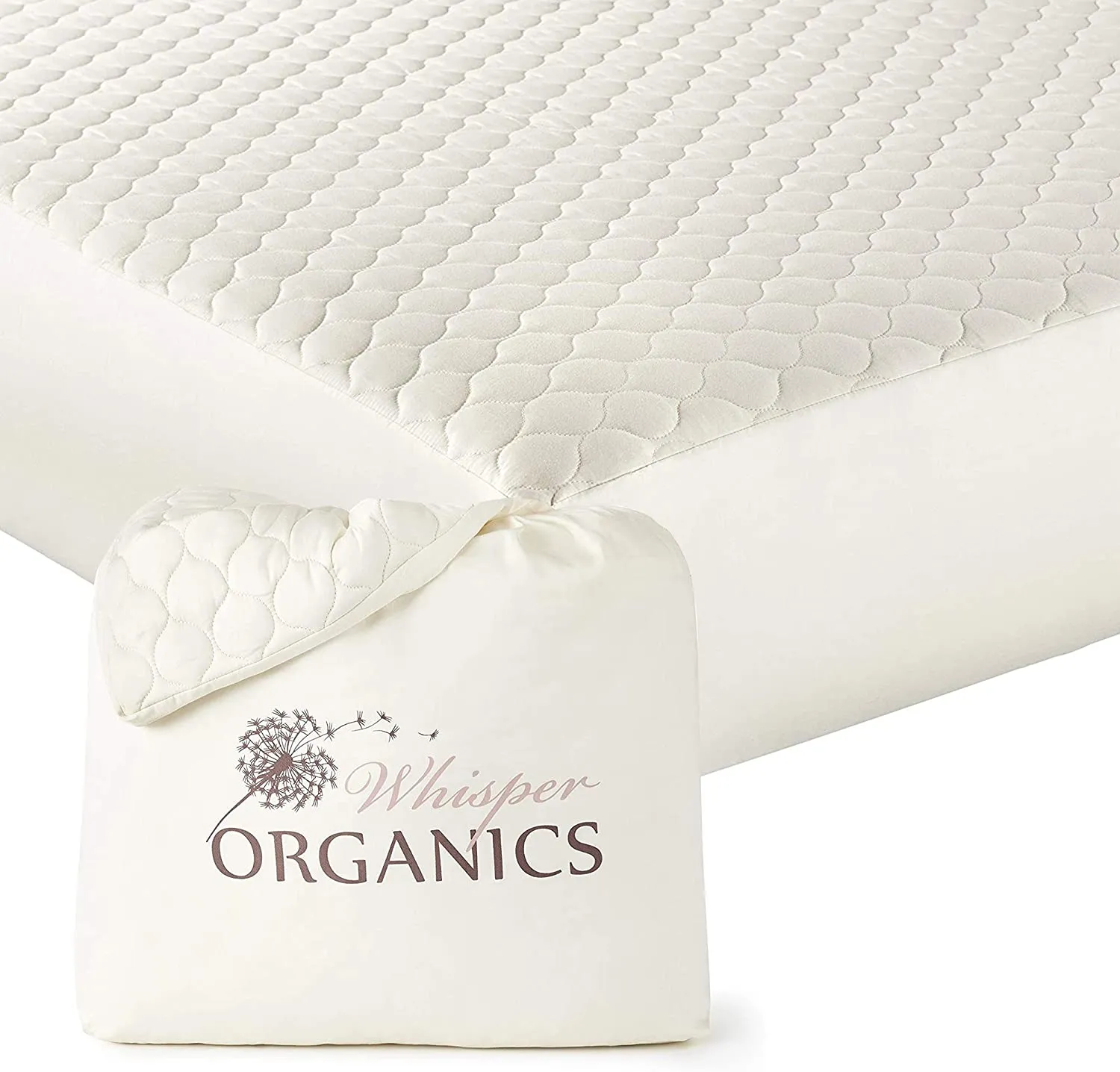 100% Organic Cotton Mattress Protector - Breathable Quilted Fitted Mattress Pad Cover, 17" Deep Pocket