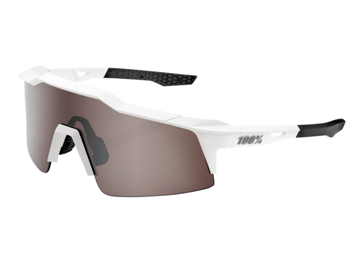 100% Speedcraft SL Performance Sunglasses - Matt White-HiPER Silver Mirror Lens