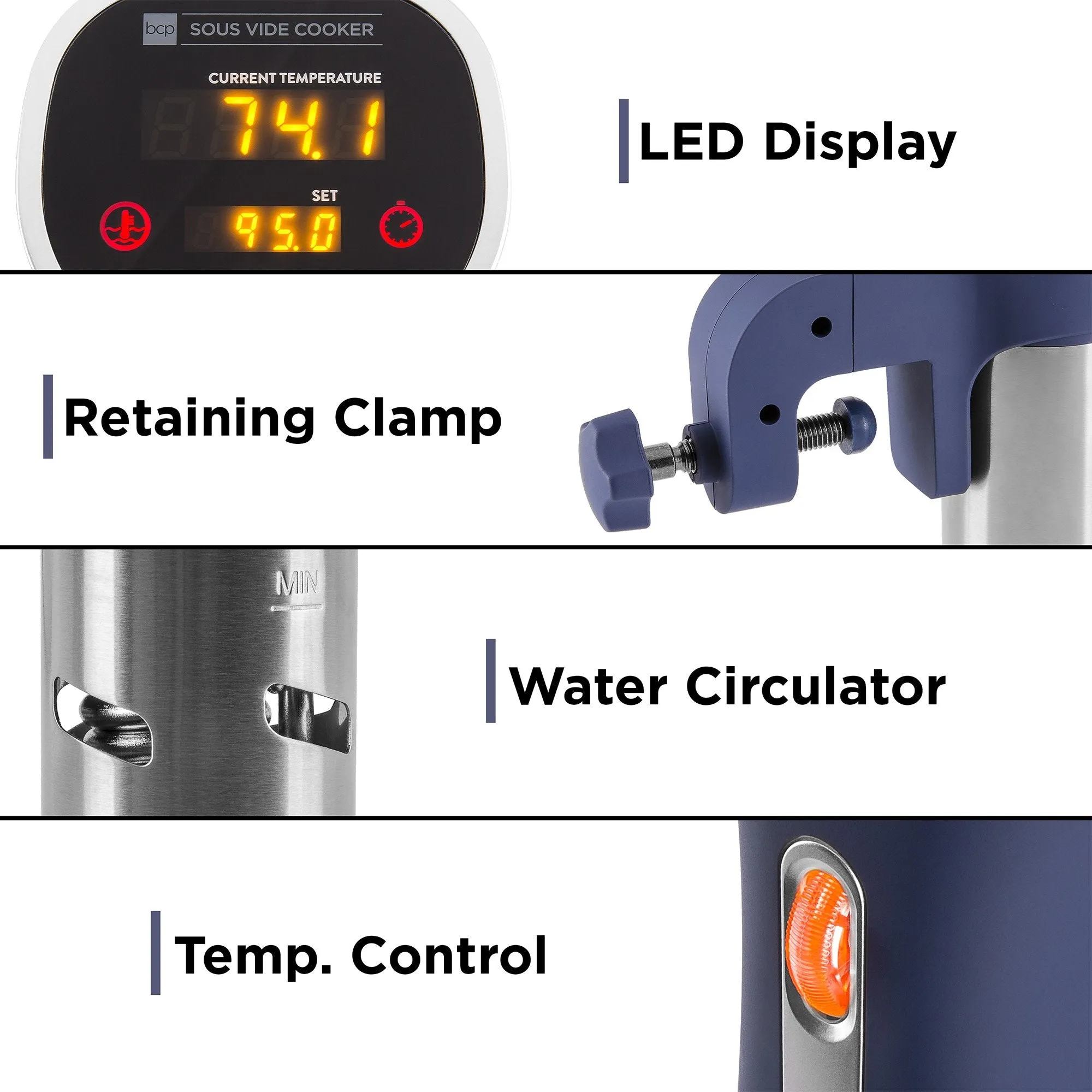 800W LED Sous Vide Immersion Cooker w/ Touch Screen