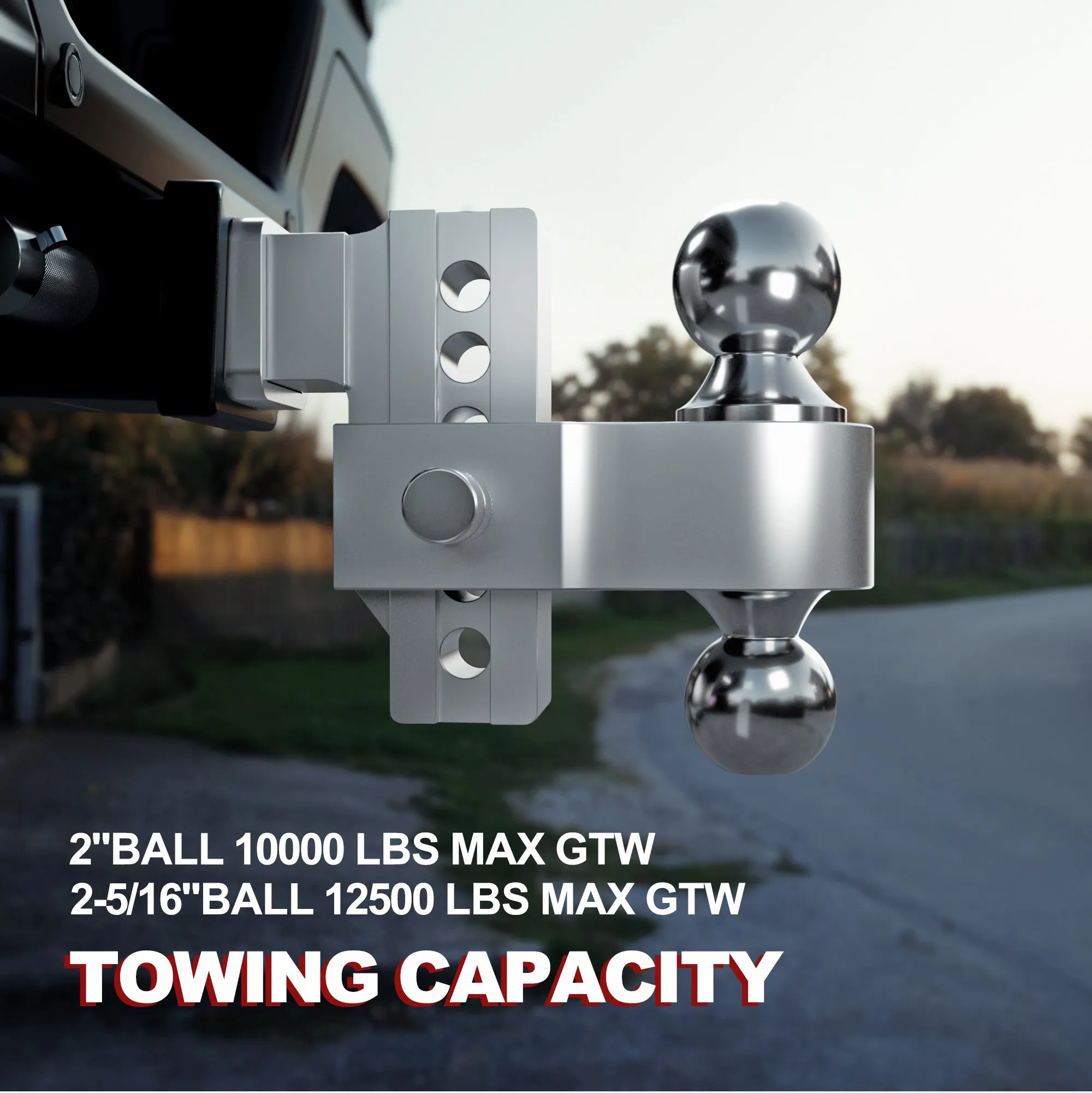 Adjustable Trailer Hitch, Fits 2'' & 2.5'' Receiver,4 Inch Rise/Drop Hitch Ball Mount ATH226L