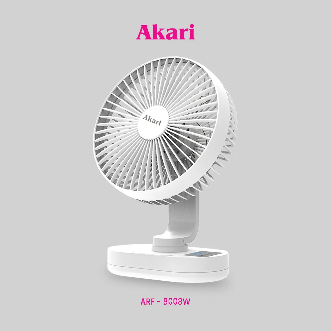 Akari 8 Rechargeable Fan with LED Night Light (ARF-8008)