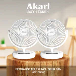 Akari B1T1: 6 Rechargeable Fan with 8W LED