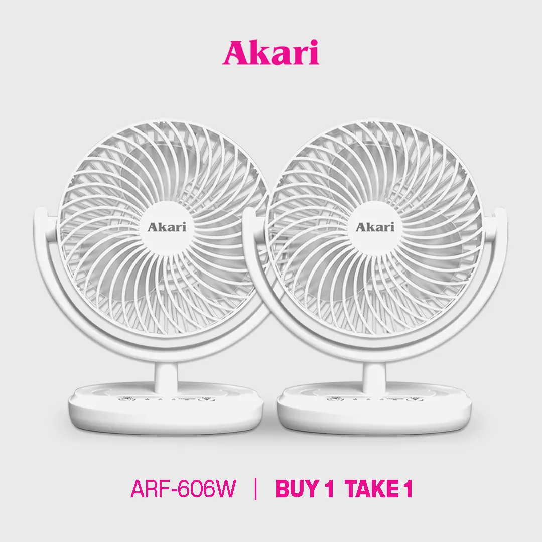 Akari B1T1: 6 Rechargeable Fan with 8W LED