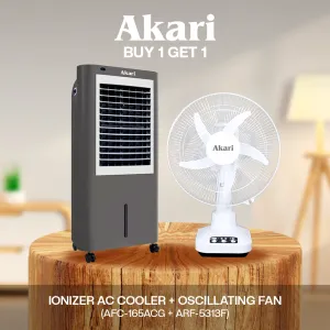 Akari Ionizer AC Cooler (AFC-165ACG)   Akari 12 20W Rechargeable Oscillating Fan (ARF-5313F)