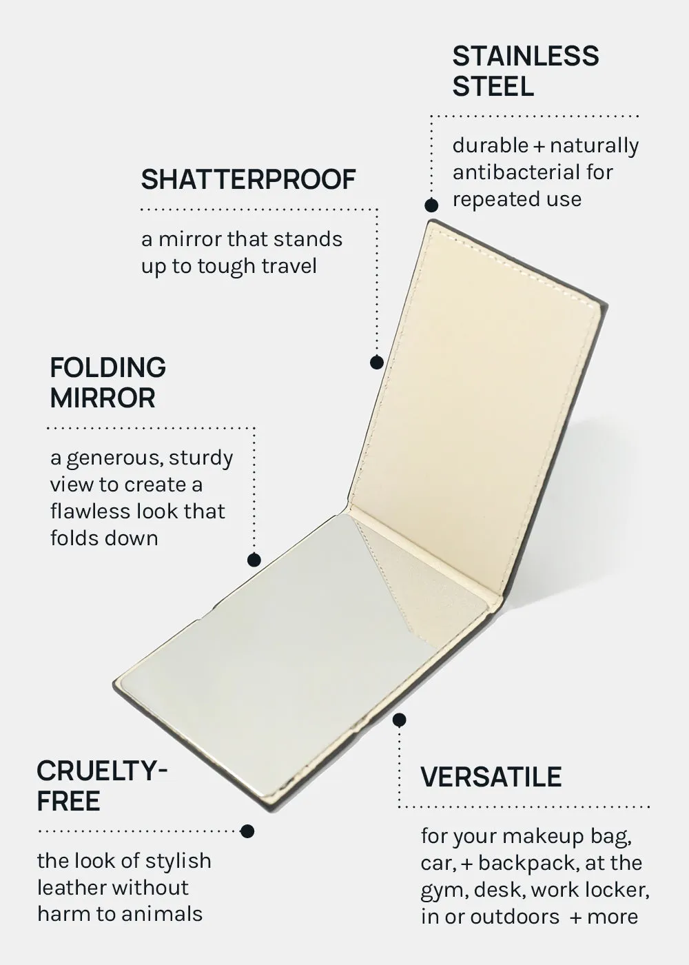 AOA A  Shatterproof Folding Travel Mirror