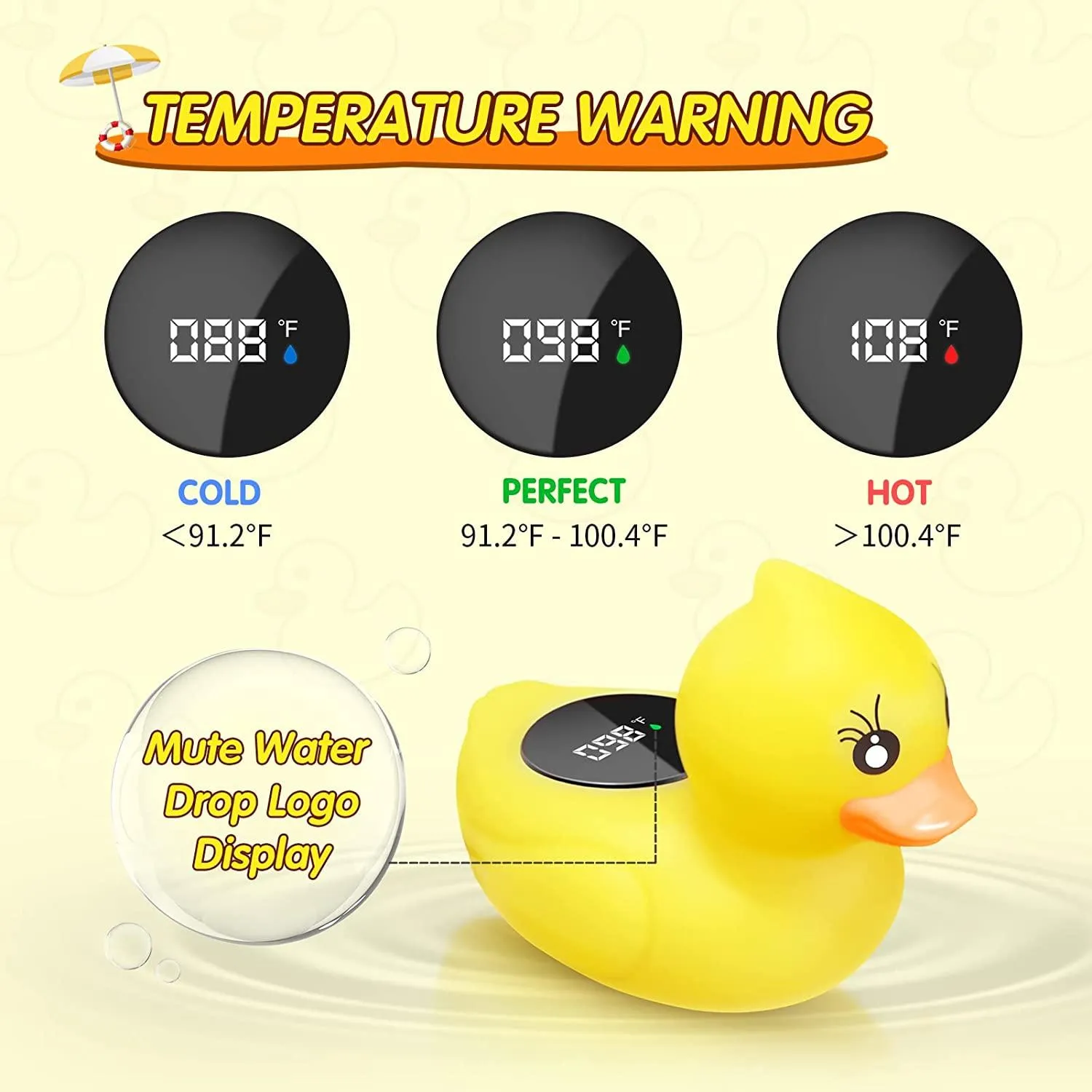 Baby Bath Thermometer - Cute Yellow Duck Digital Bathtub Water Thermometer and Toy for Babies, Toddlers, & Kids