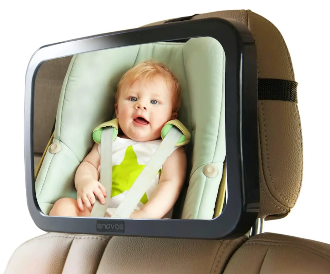 Baby Car Mirror With Cleaning Cloth - Wide, Convex Back Seat Baby Mirror For Car