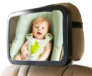 Baby Car Mirror With Cleaning Cloth - Wide, Convex Back Seat Baby Mirror For Car