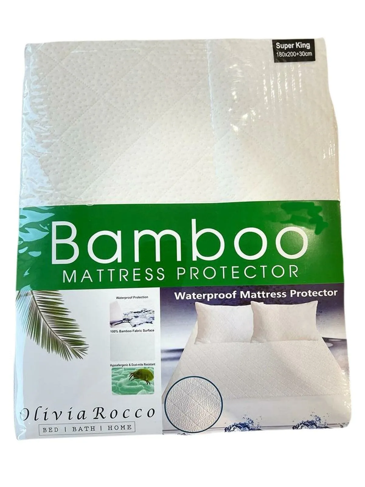 OLIVIA ROCCO Bamboo Quilted Extra Deep Waterproof Hypoallergenic Mattress Protector with Moisture-Wicking Elastic Skirt