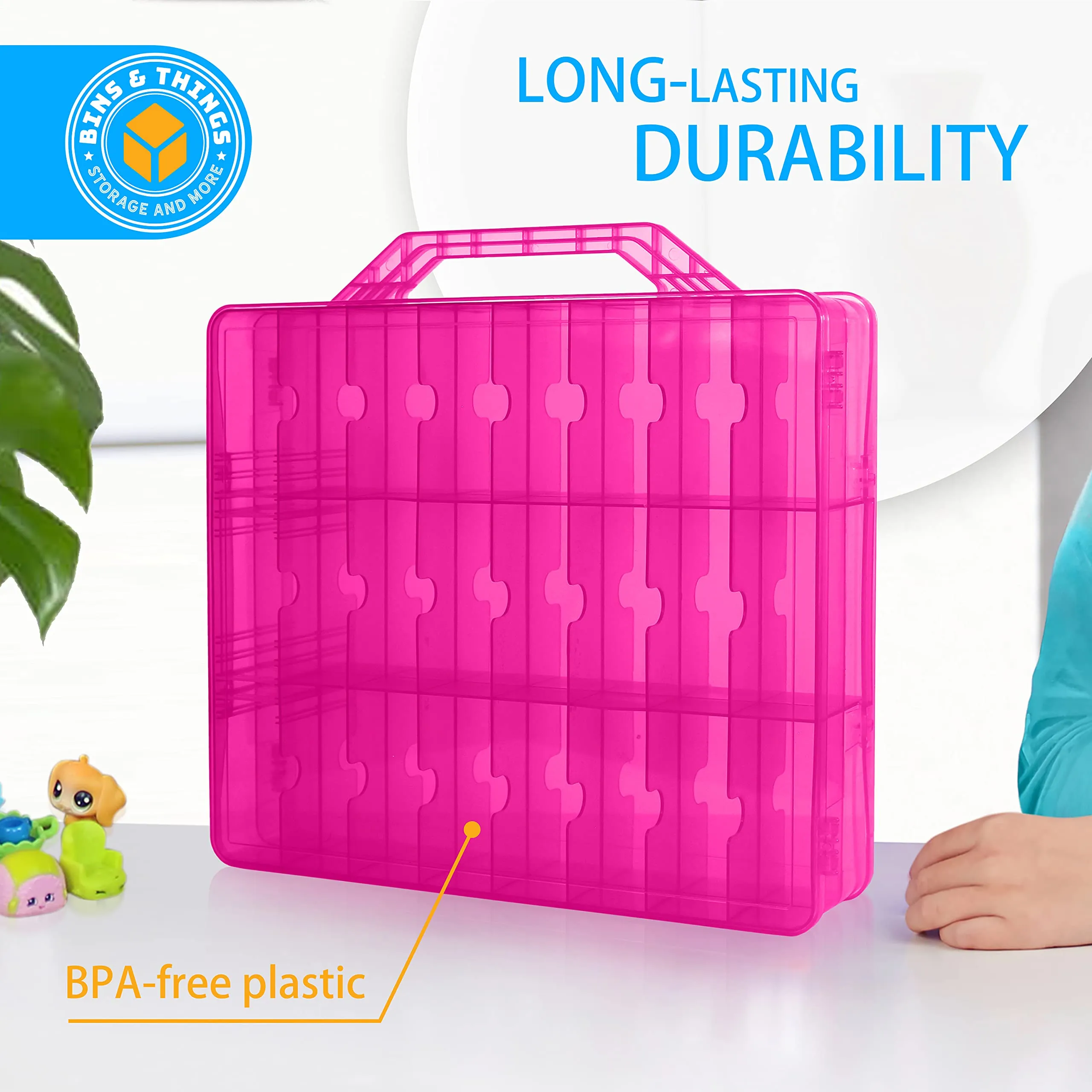 Bins & Things Toys Organizer Storage Case With 48 Compartments Compatible With Lol