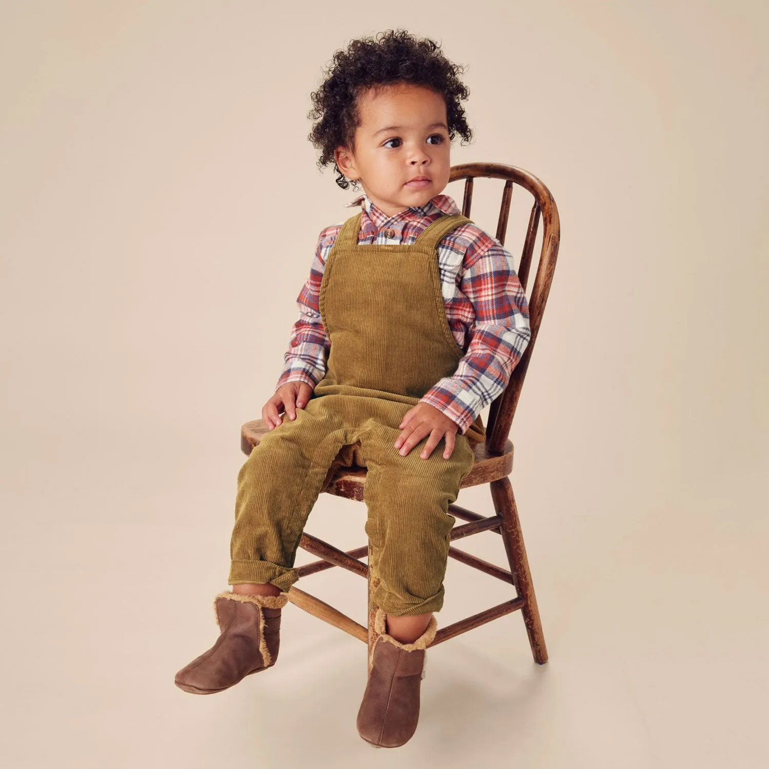 Corduroy Baby Overalls - Raw Umber