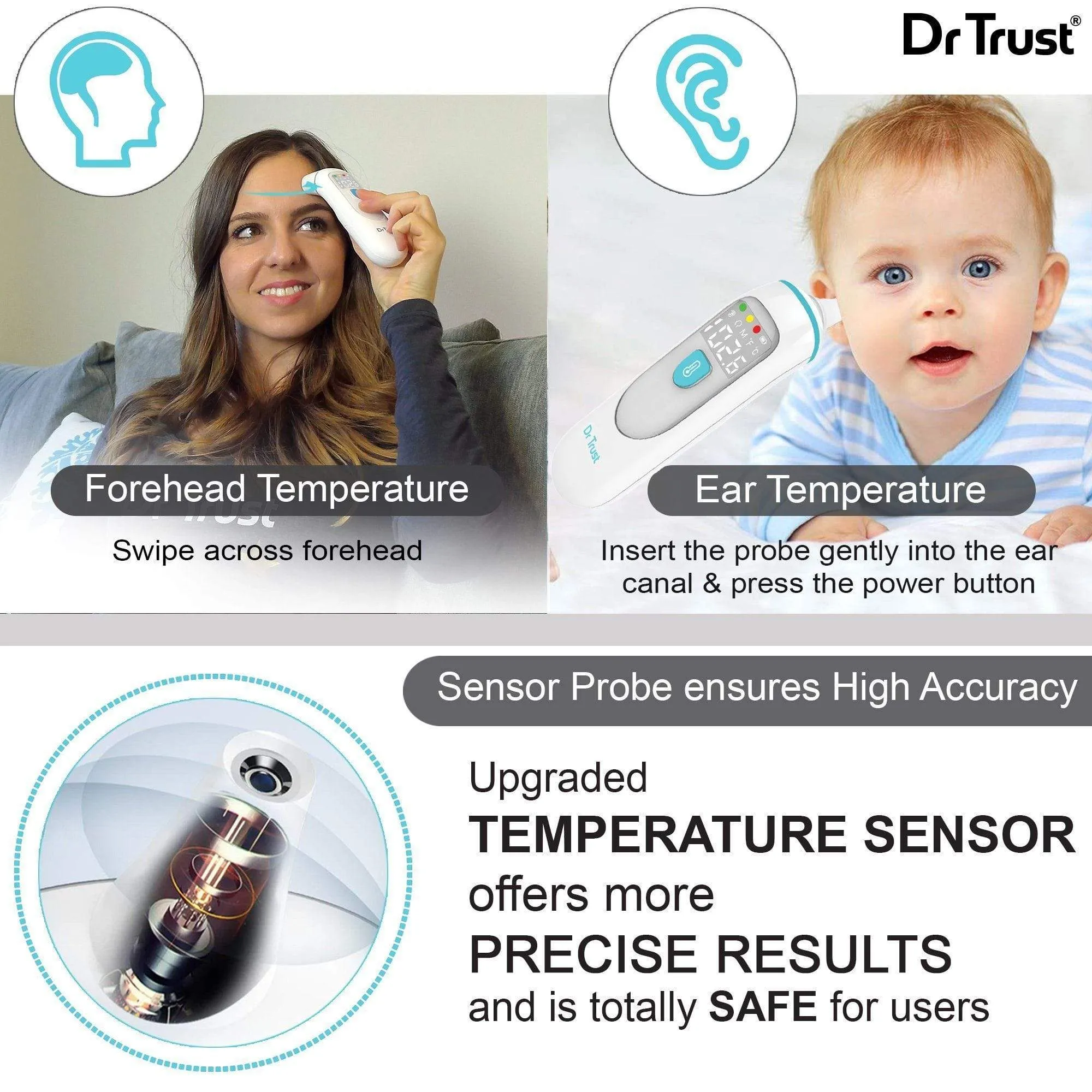 Dr Trust USA Homedoc Infrared Forehead Ear Thermometer PRO 602