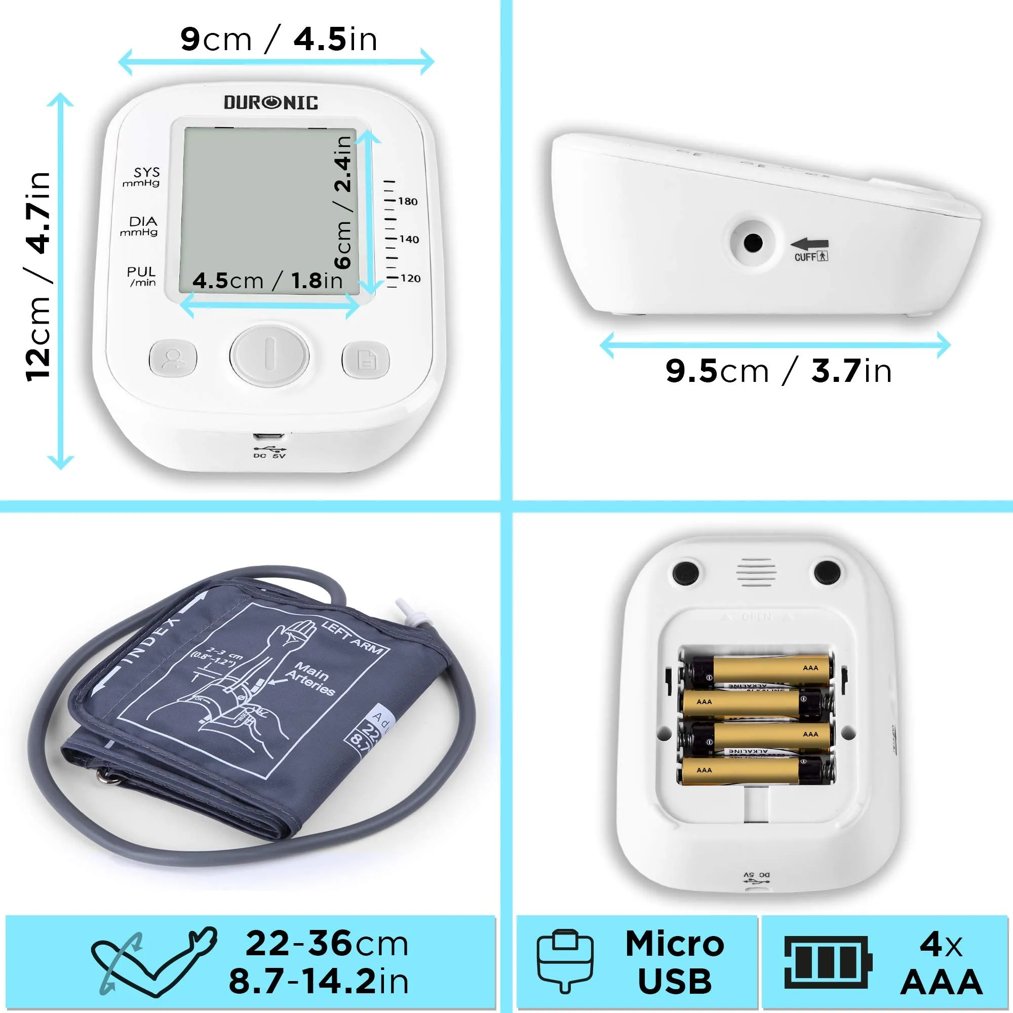 Duronic Blood Pressure Monitor BPM200 CE Approved and Medically Certified Automatic Upper Arm Monitor 2 user 99 Record Memory for Accurate Home use