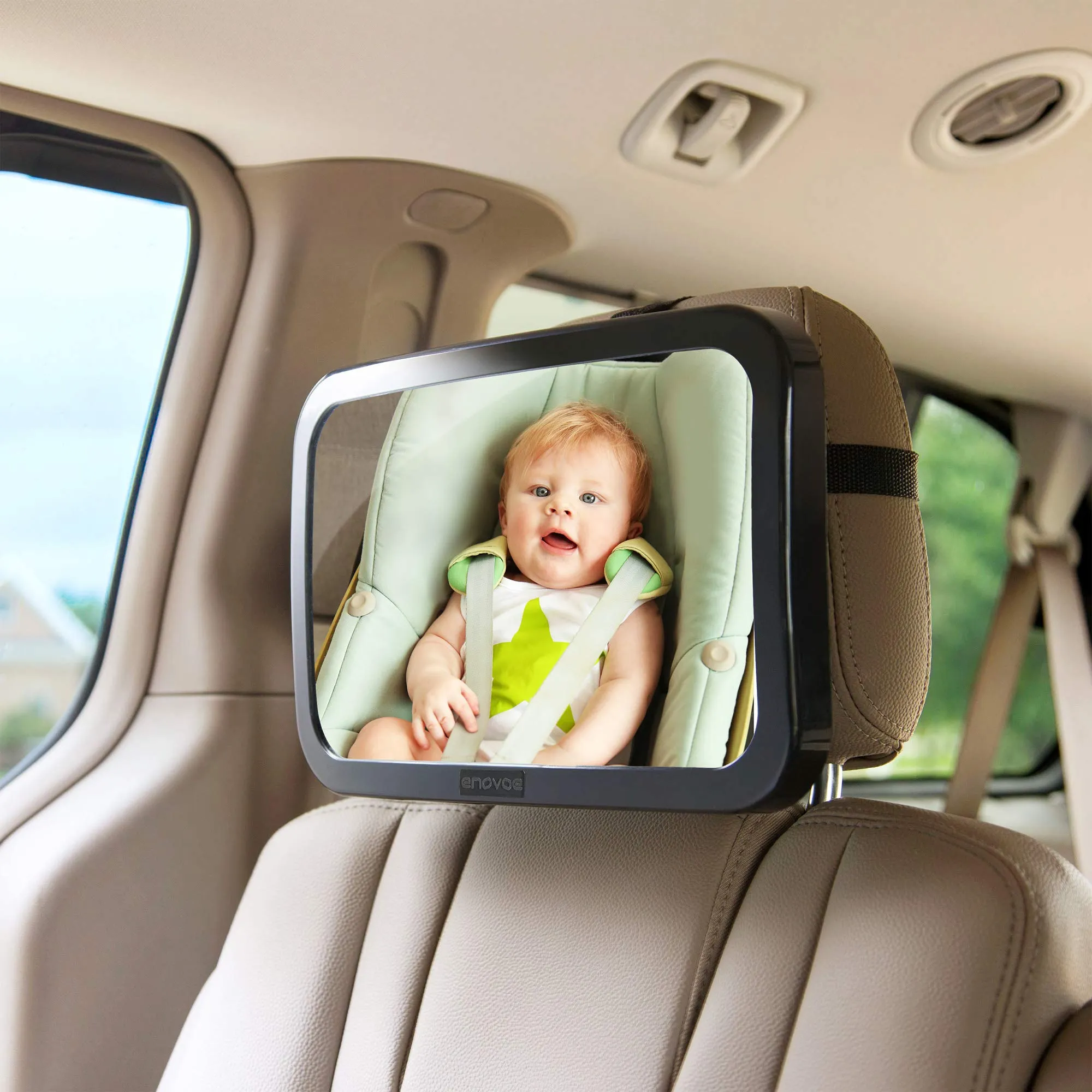 Enovoe Baby Car Mirror with Cleaning Cloth - Wide, Convex Back Seat Baby Mirror for Car is