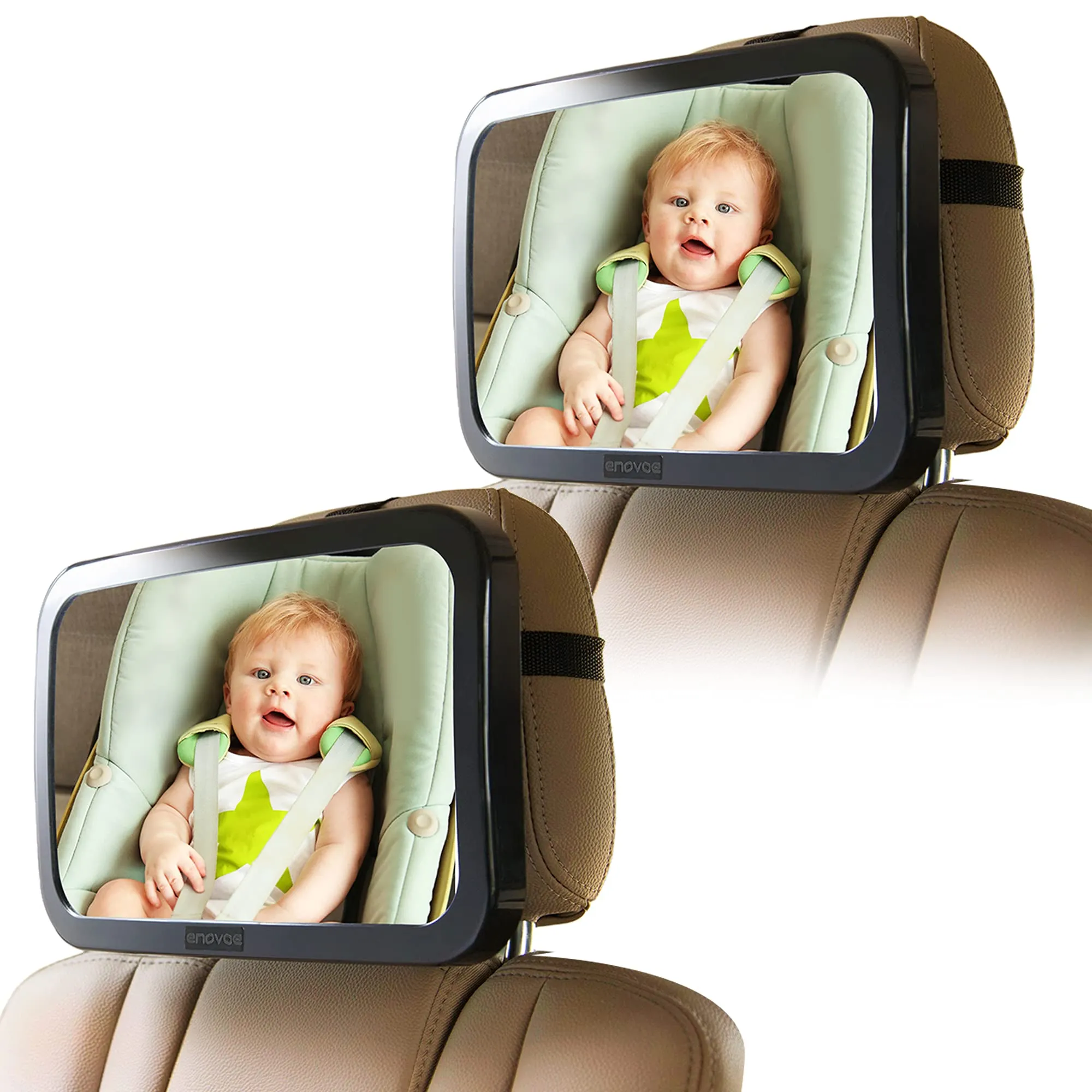 Enovoe Baby Car Mirror with Cleaning Cloth - Wide, Convex Back Seat Baby Mirror for Car is