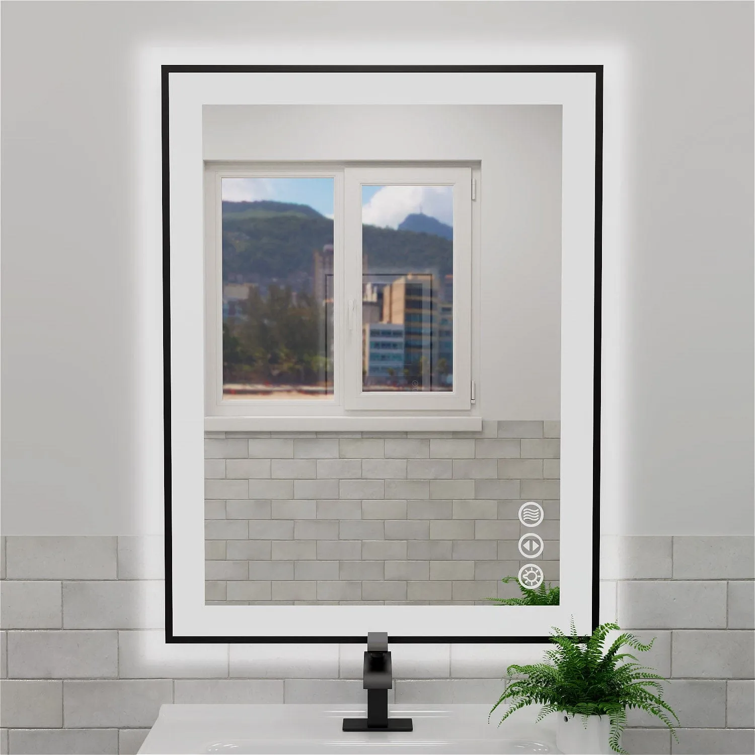 GIVING TREE 28"/32"/36"/40" LED Bathroom Mirror with Black Frame, Anti-Fog, Shatter-Proof, Memory, 3 Colors