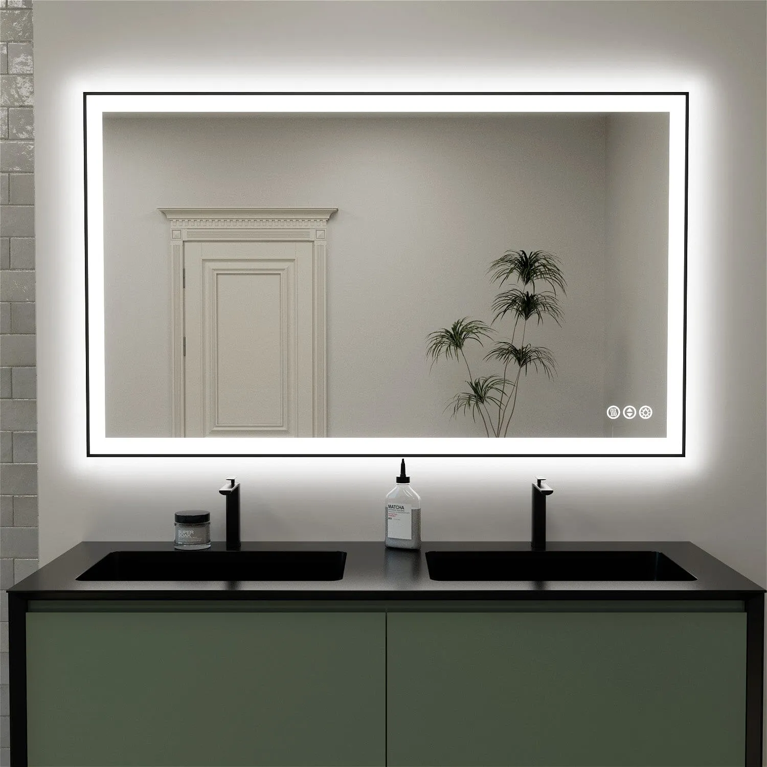 GIVING TREE 60"/72"/84" LED Bathroom Mirror with Black Frame, Anti-Fog, Shatter-Proof, Memory, 3 Colors