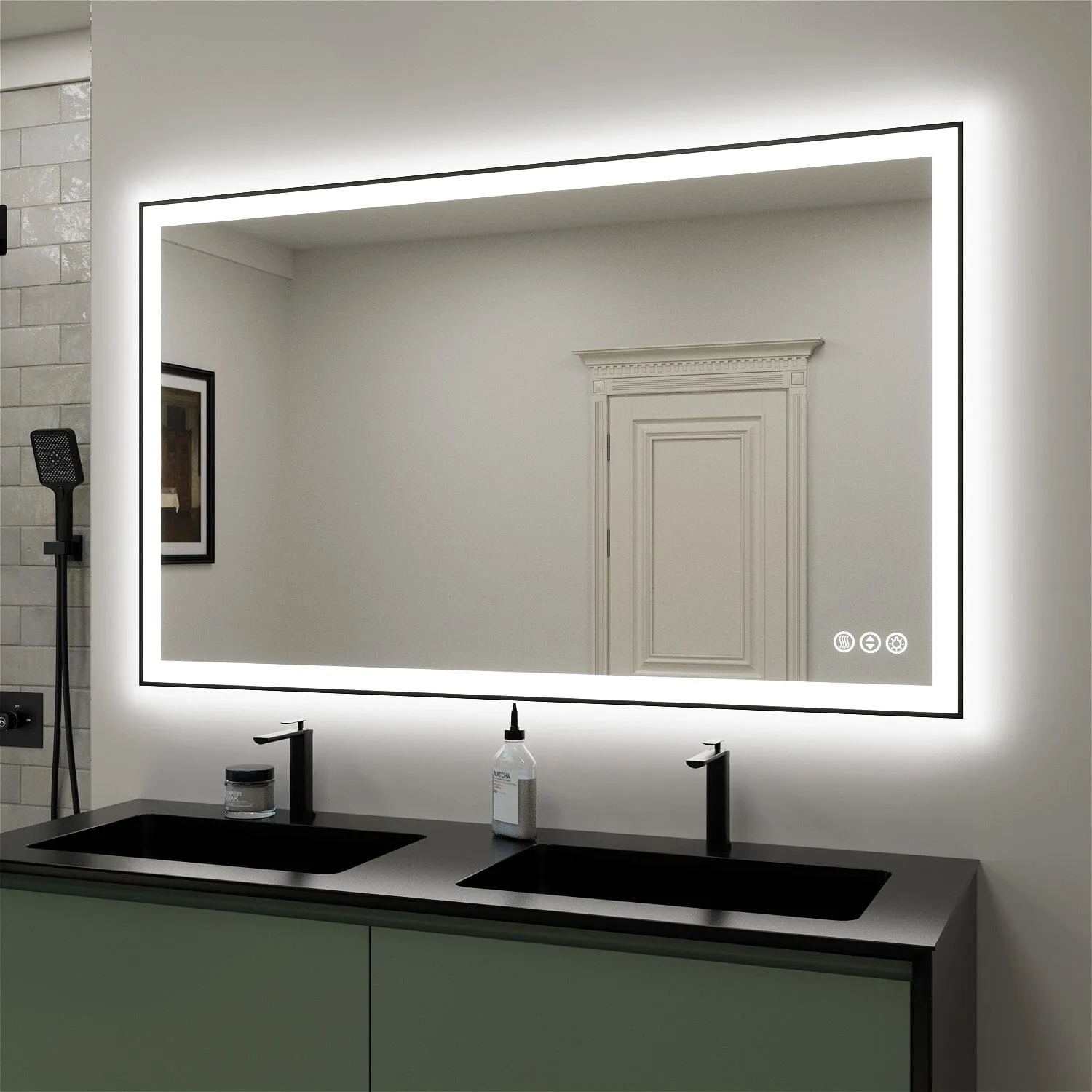 GIVING TREE 60"/72"/84" LED Bathroom Mirror with Black Frame, Anti-Fog, Shatter-Proof, Memory, 3 Colors