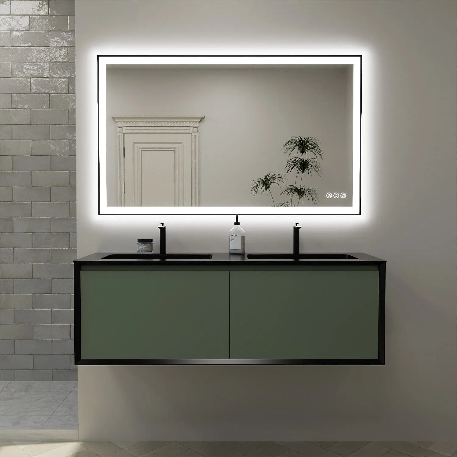 GIVING TREE 60"/72"/84" LED Bathroom Mirror with Black Frame, Anti-Fog, Shatter-Proof, Memory, 3 Colors