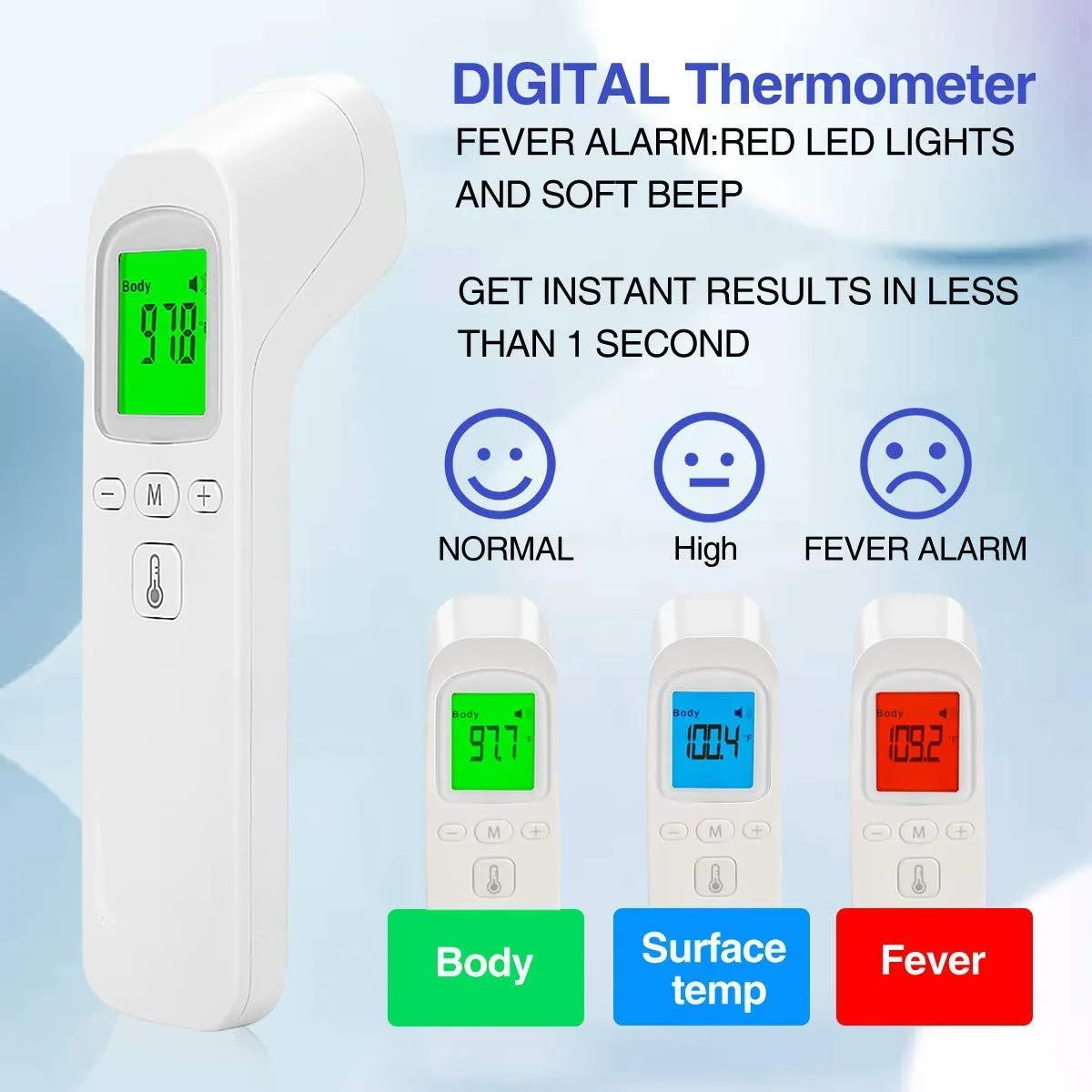 Handheld Infrared Forehead Thermometer Reader With Alarm & Memory Function