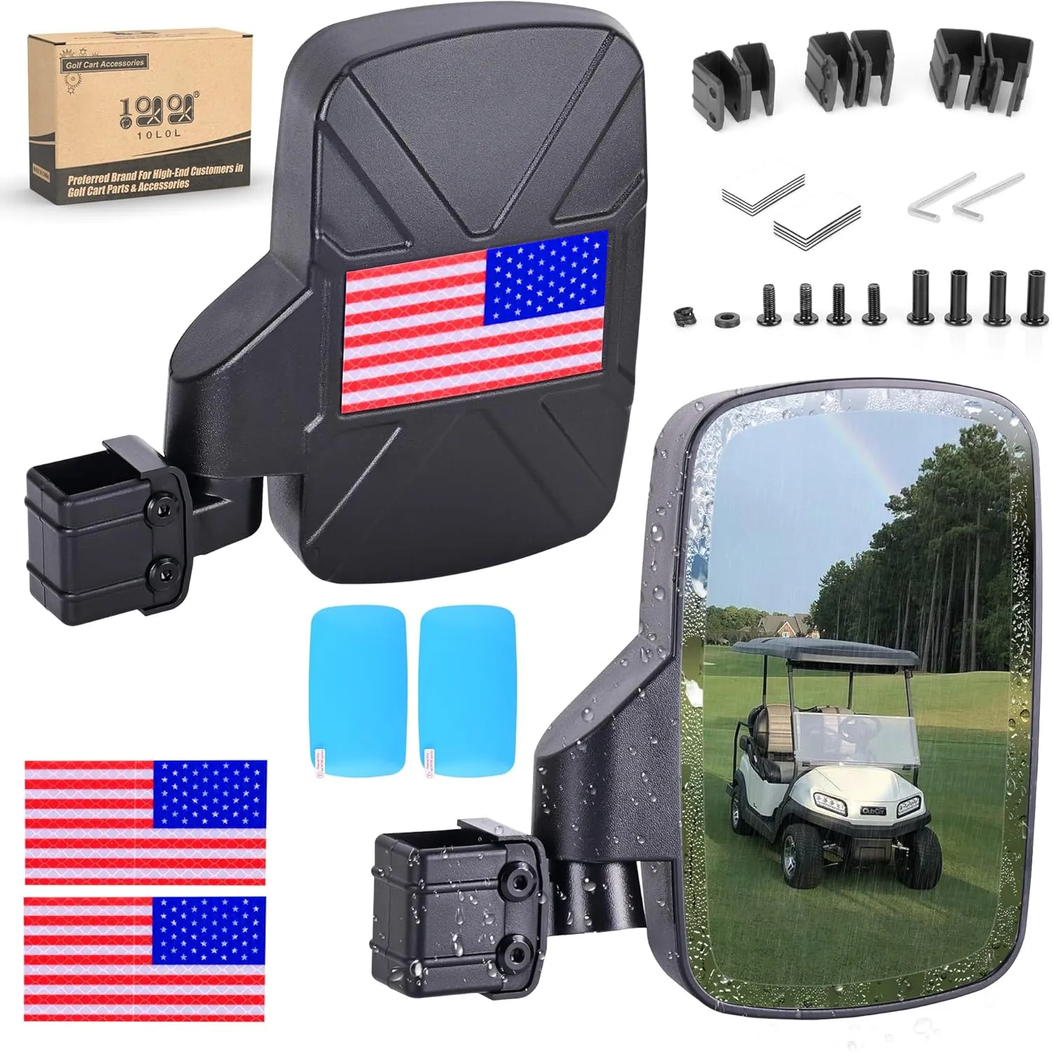 HD Shatterproof Golf Cart Side Mirror with Anti-Fog Film - 10L0L