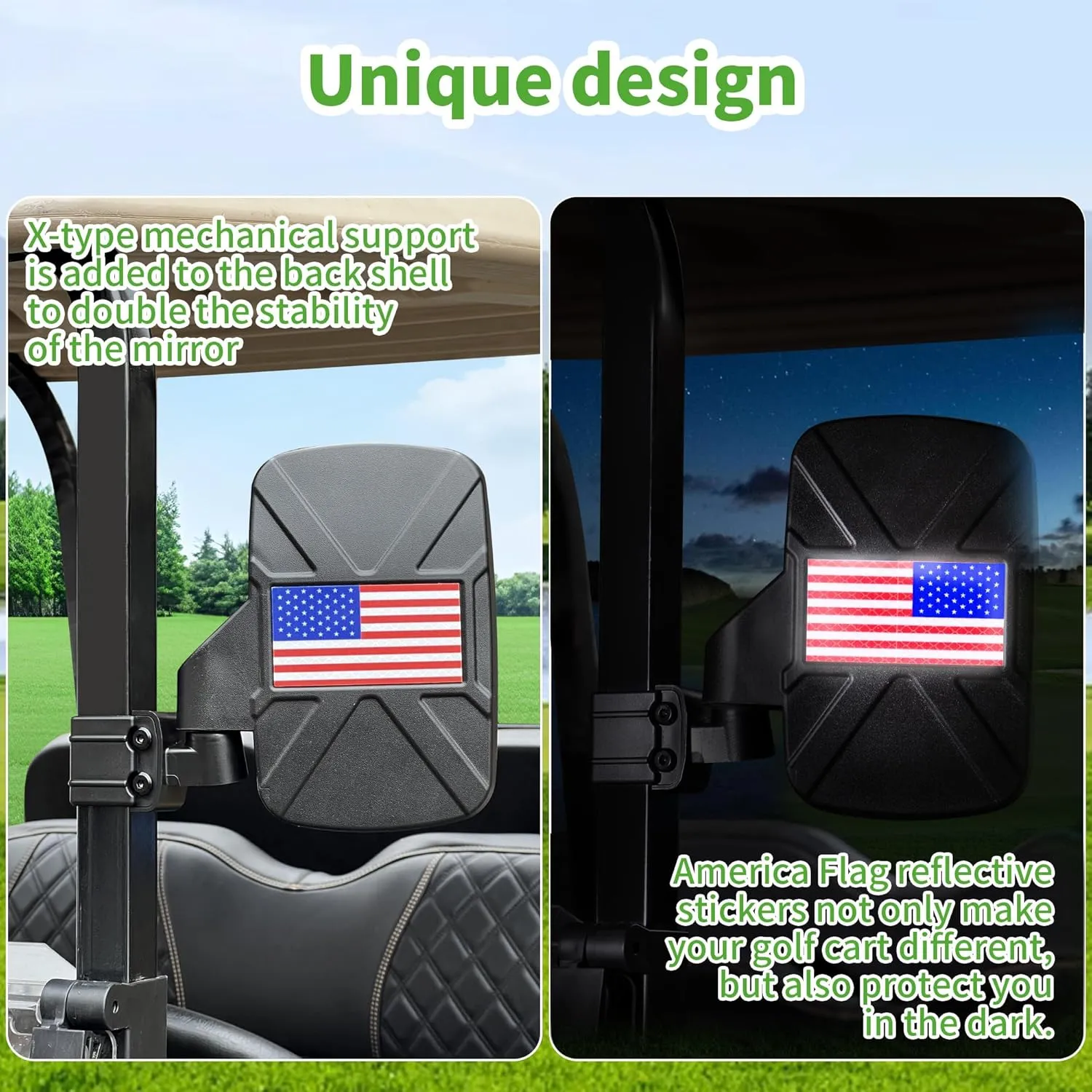 HD Shatterproof Golf Cart Side Mirror with Anti-Fog Film - 10L0L