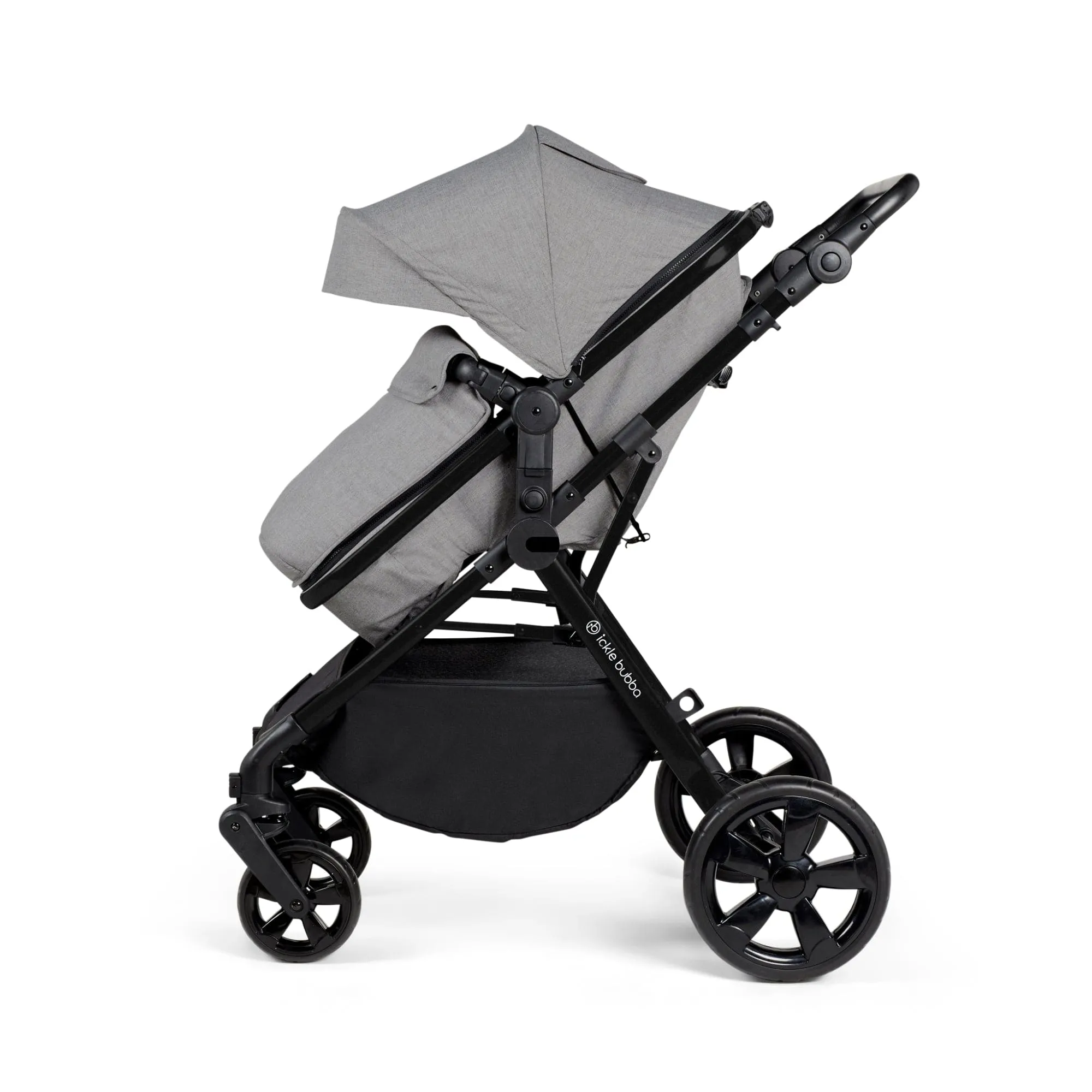 Ickle Bubba Comet I-Size Travel System With Stratus Car Seat & Isofix Base - Black / Space Grey / Black