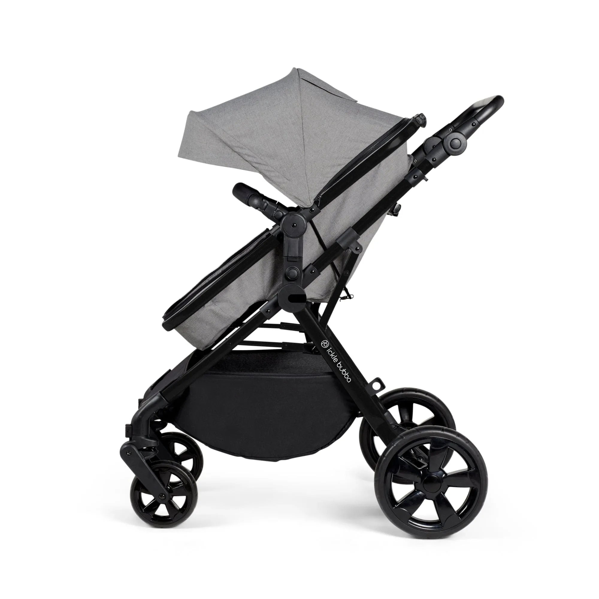 Ickle Bubba Comet I-Size Travel System With Stratus Car Seat & Isofix Base - Black / Space Grey / Black