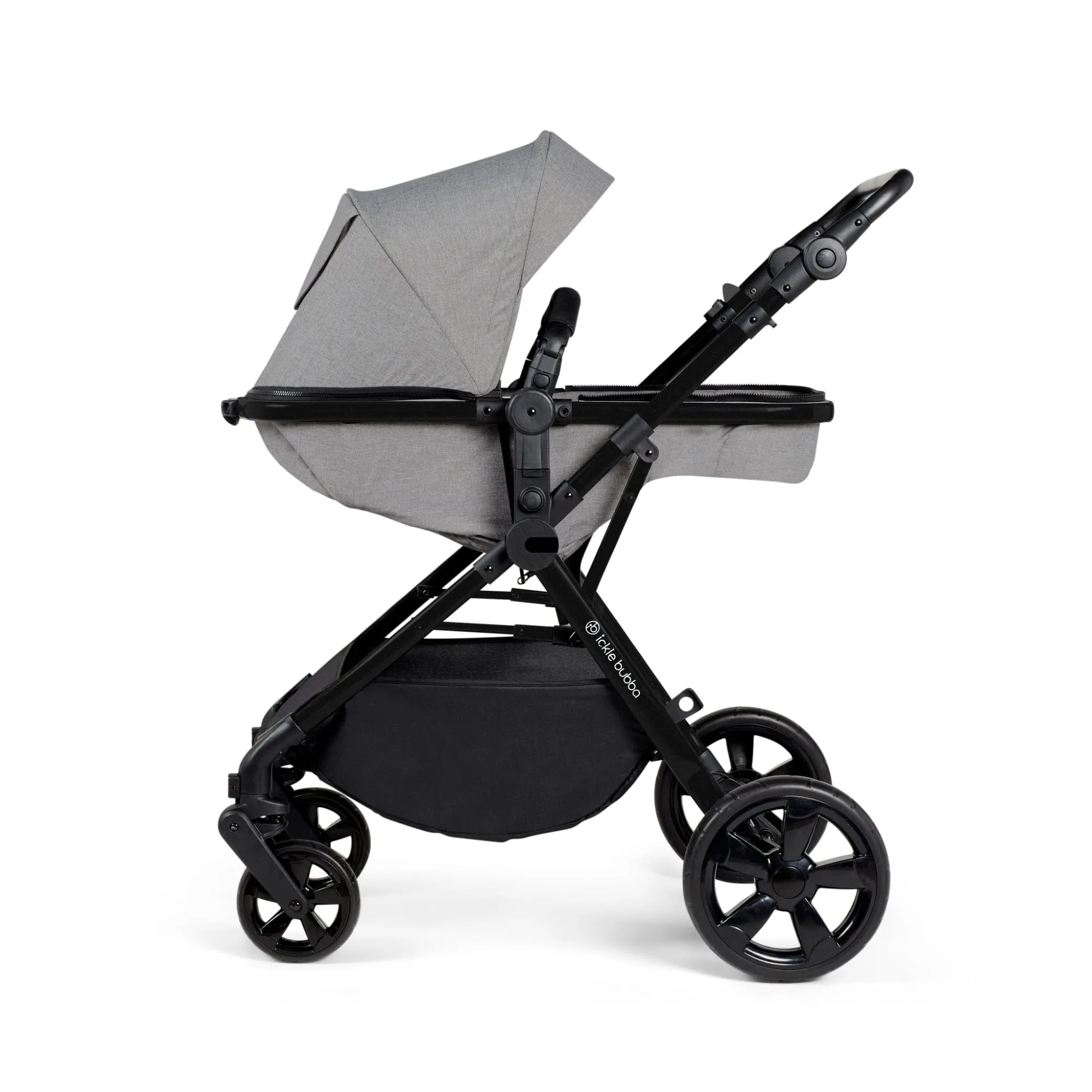 Ickle Bubba Comet I-Size Travel System With Stratus Car Seat & Isofix Base - Black / Space Grey / Black