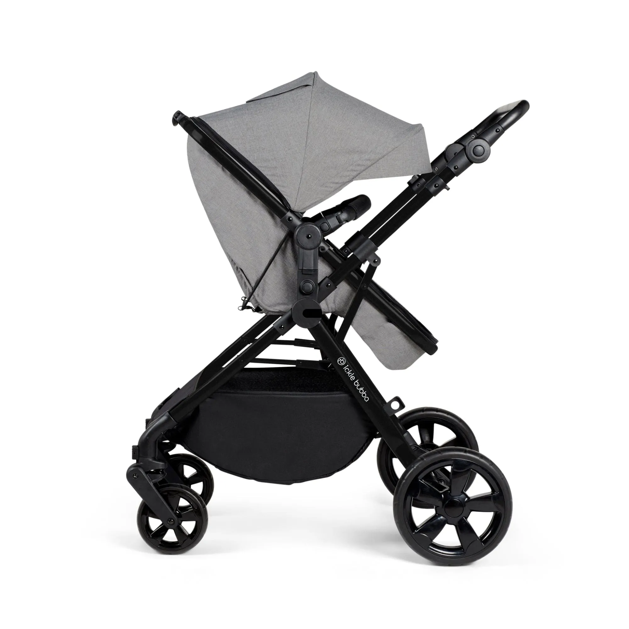 Ickle Bubba Comet I-Size Travel System With Stratus Car Seat & Isofix Base - Black / Space Grey / Black