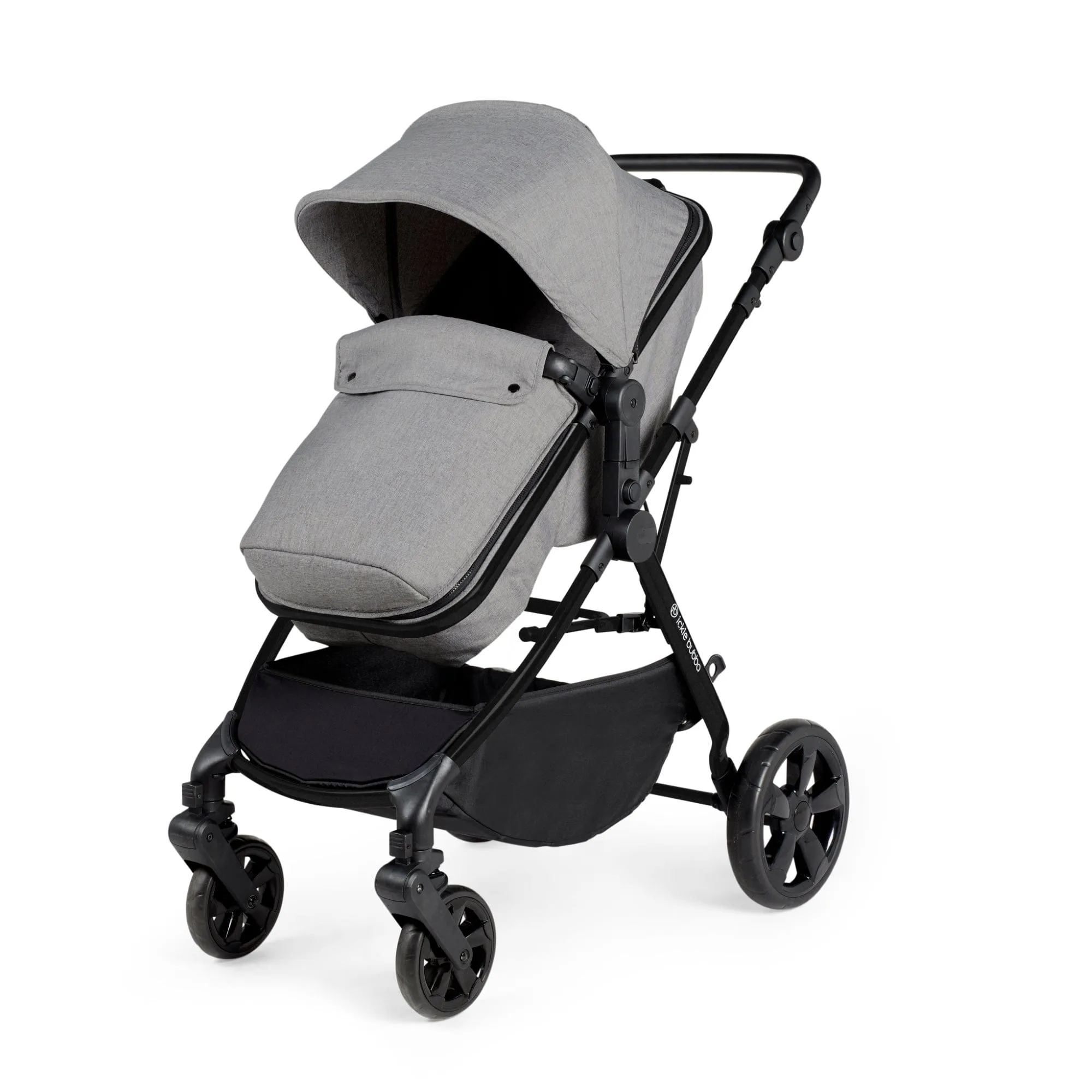 Ickle Bubba Comet I-Size Travel System With Stratus Car Seat & Isofix Base - Black / Space Grey / Black