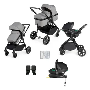 Ickle Bubba Comet I-Size Travel System With Stratus Car Seat & Isofix Base - Black / Space Grey / Black