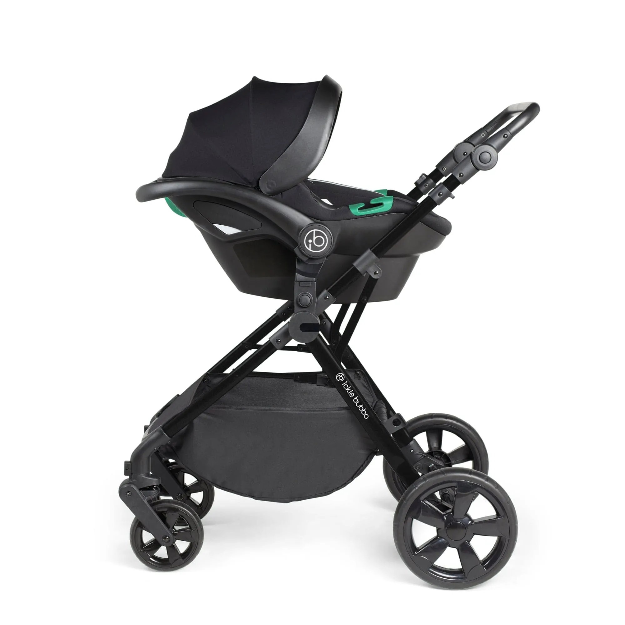 Ickle Bubba Comet I-Size Travel System With Stratus Car Seat & Isofix Base - Black / Space Grey / Black