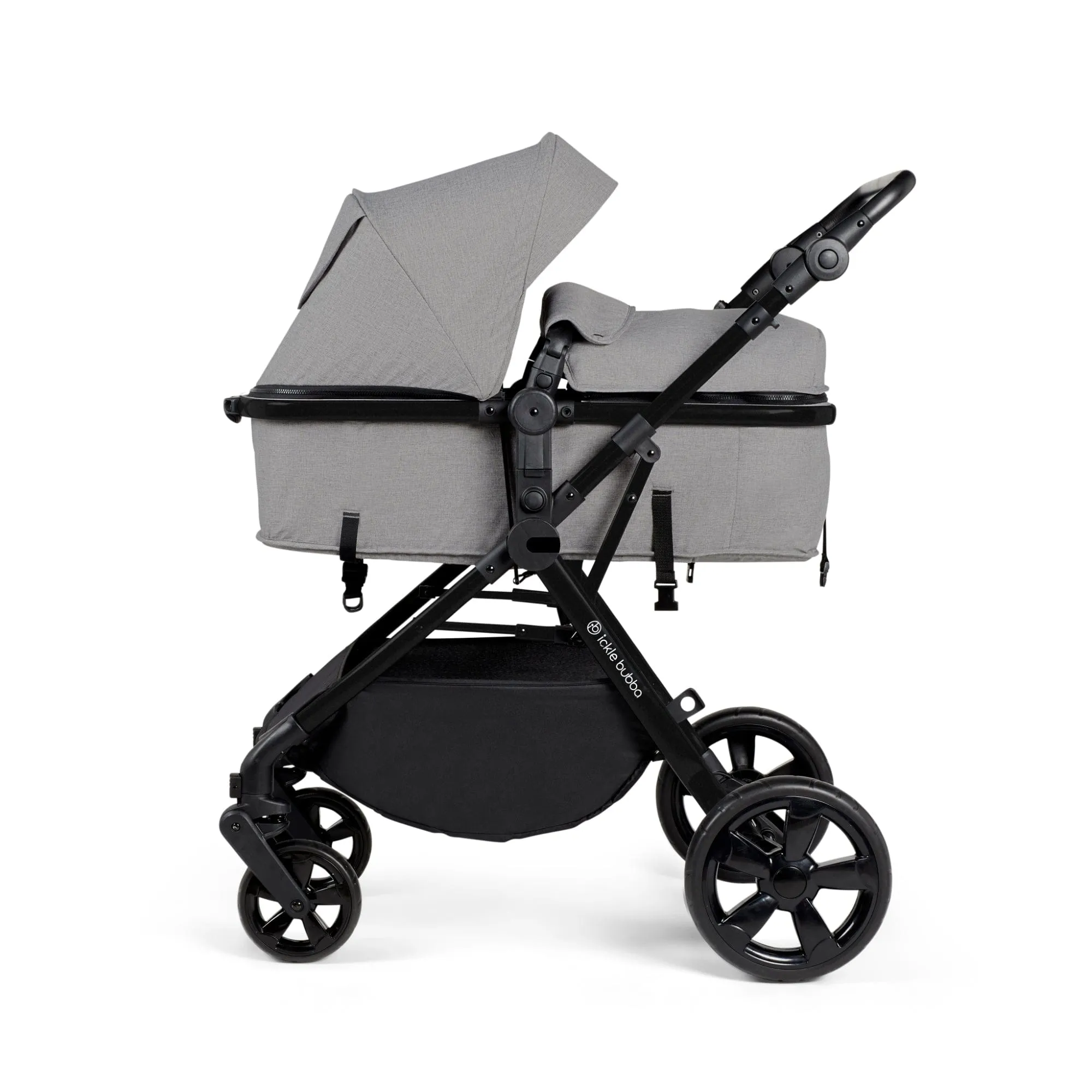 Ickle Bubba Comet I-Size Travel System With Stratus Car Seat & Isofix Base - Black / Space Grey / Black