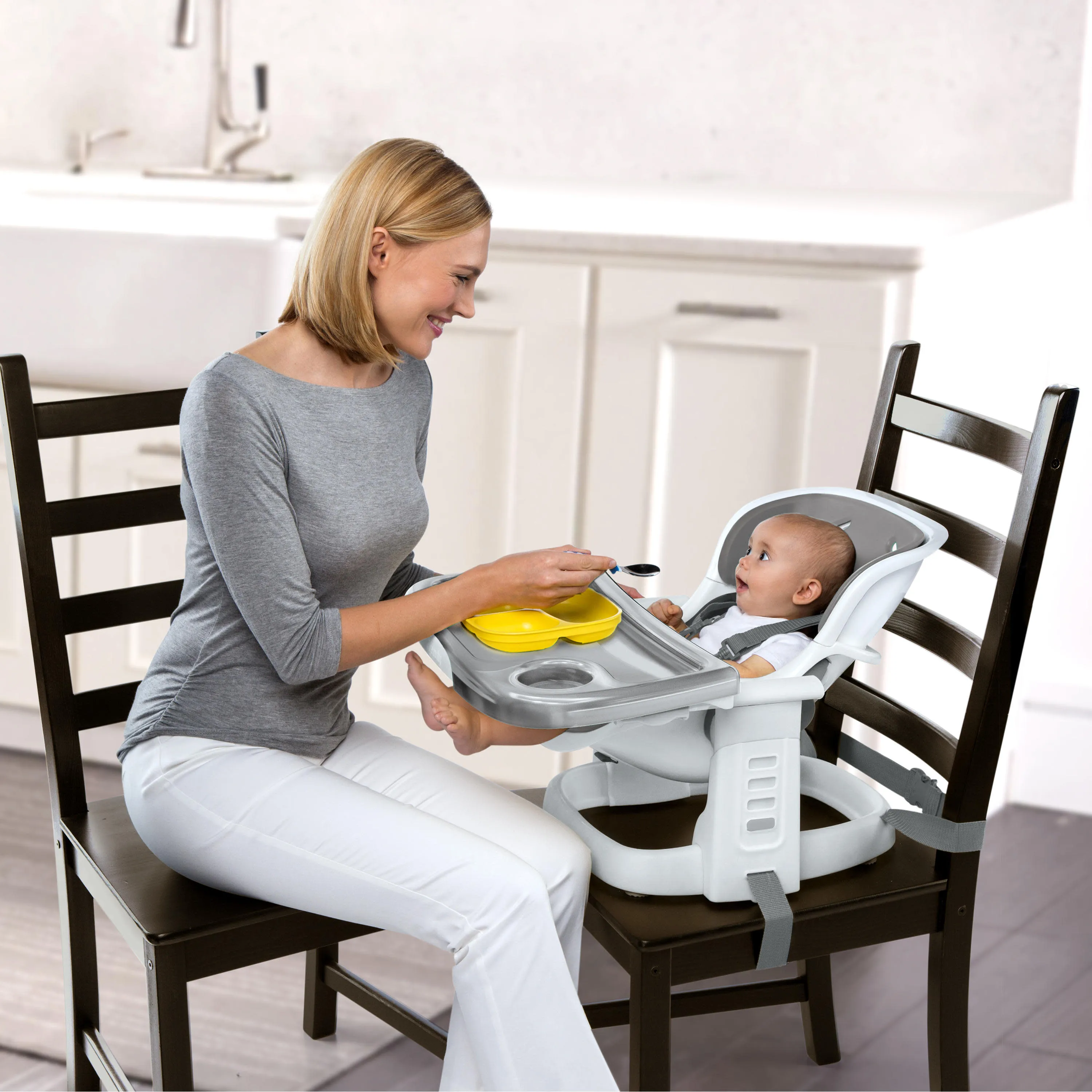 Ingenuity SmartClean ChairMate High Chair & Toddler Booster Seat, Slate