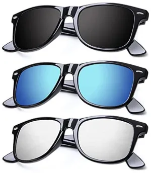 KLYELITE™ 3-Pack Polarized Sunglasses | Unisex UV400 Trendy, 3 Pairs - Black, Blue Silver