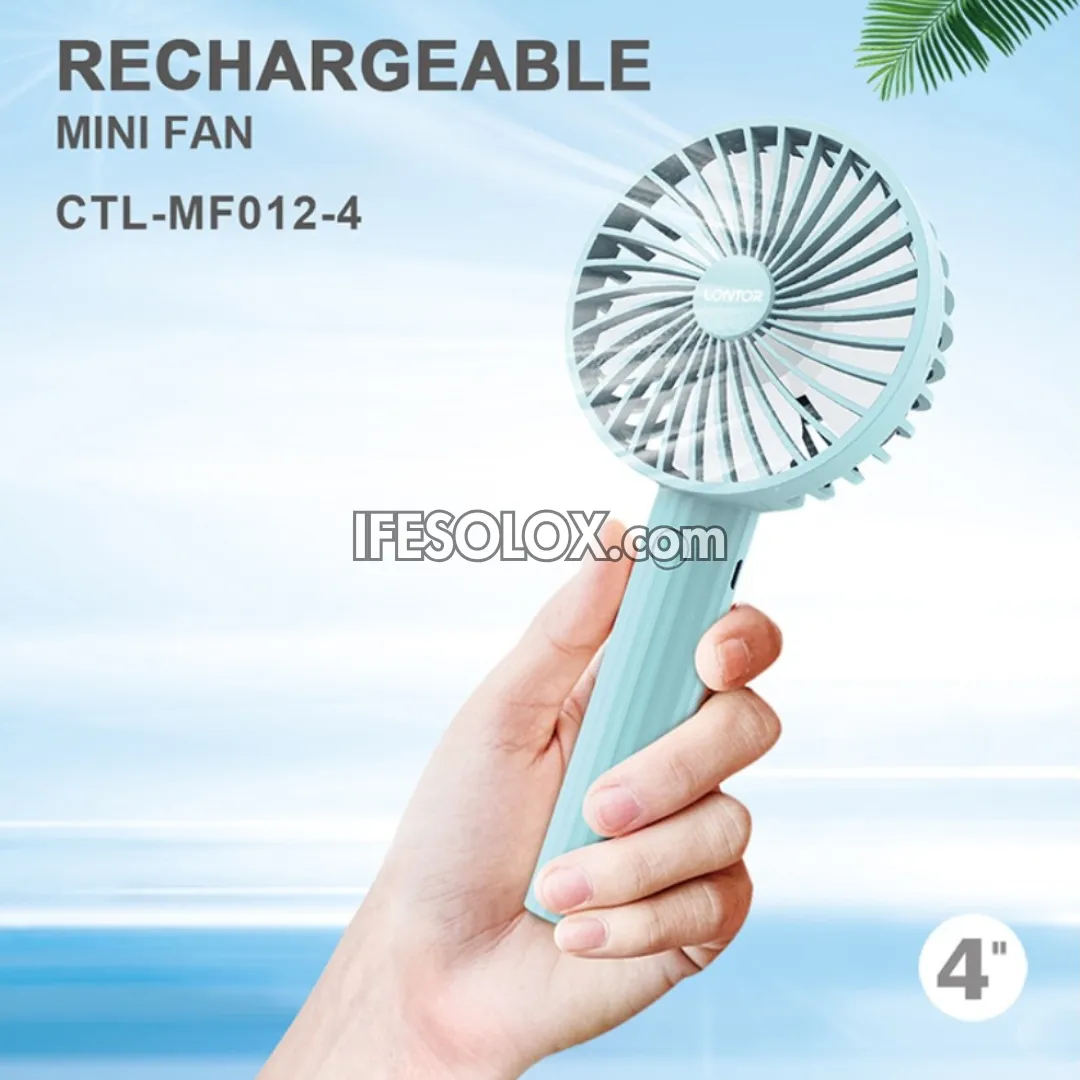 LONTOR 4" Rechargeable Portable Hand Fan with 4-Blades (CTL-MF012-4) - Brand New