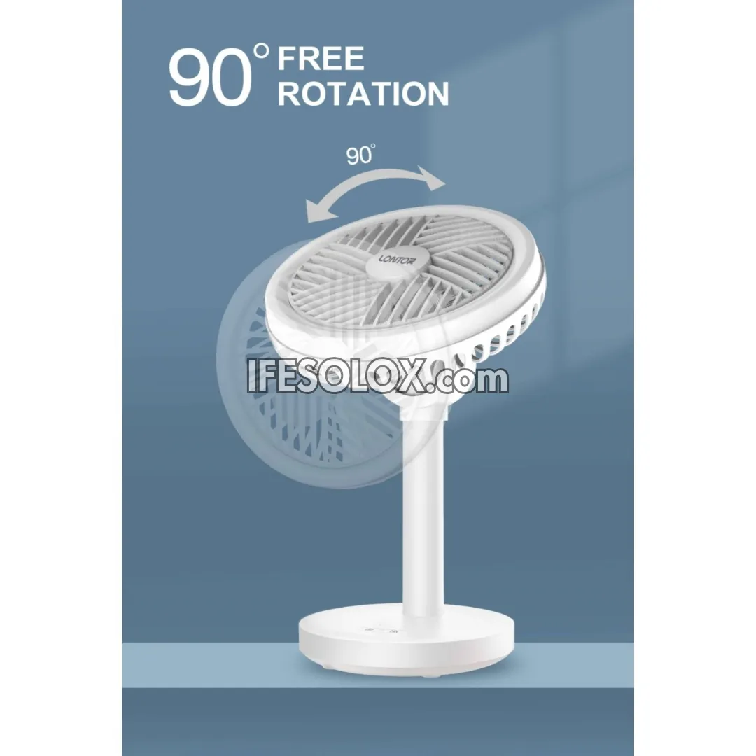 LONTOR 5" Rechargeable Mini Fan for Tables & Ceiling with 3-Blades and Harmonious Night Light (CTL-MF015-5) - Brand New