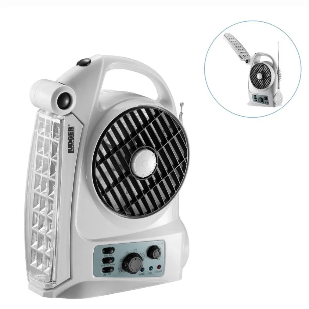 Ludger Rechargeable Fan With Light & Radio 5"