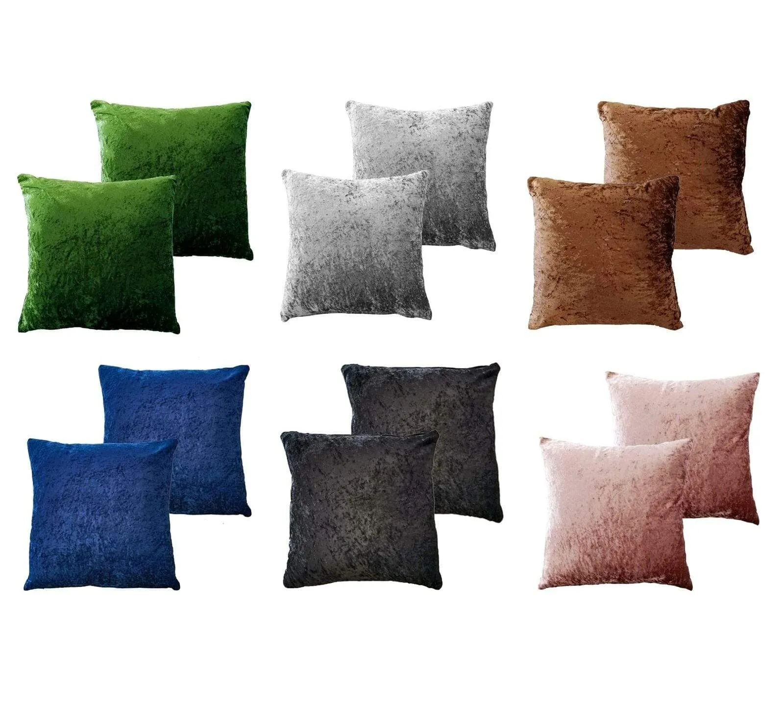 Pack of 2 Crushed Velvet Cushion Covers 17x17 Inches Luxurious Decorative Pillow Cases for Indoor Outdoor Home Décor by OLIVIA ROCCO