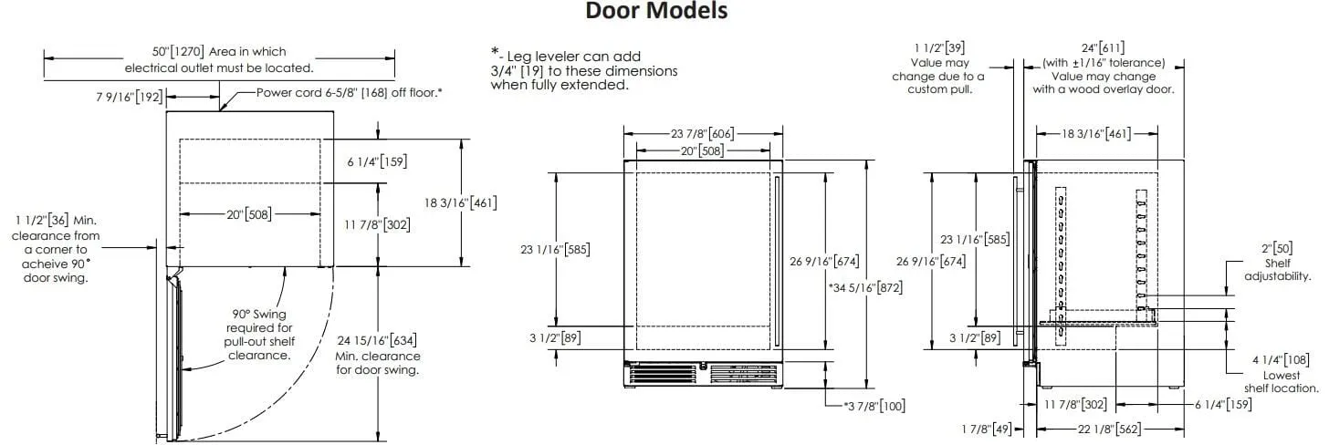 Perlick 24 inch C Series Built-In Compact Refrigerator HC24RB-4-2