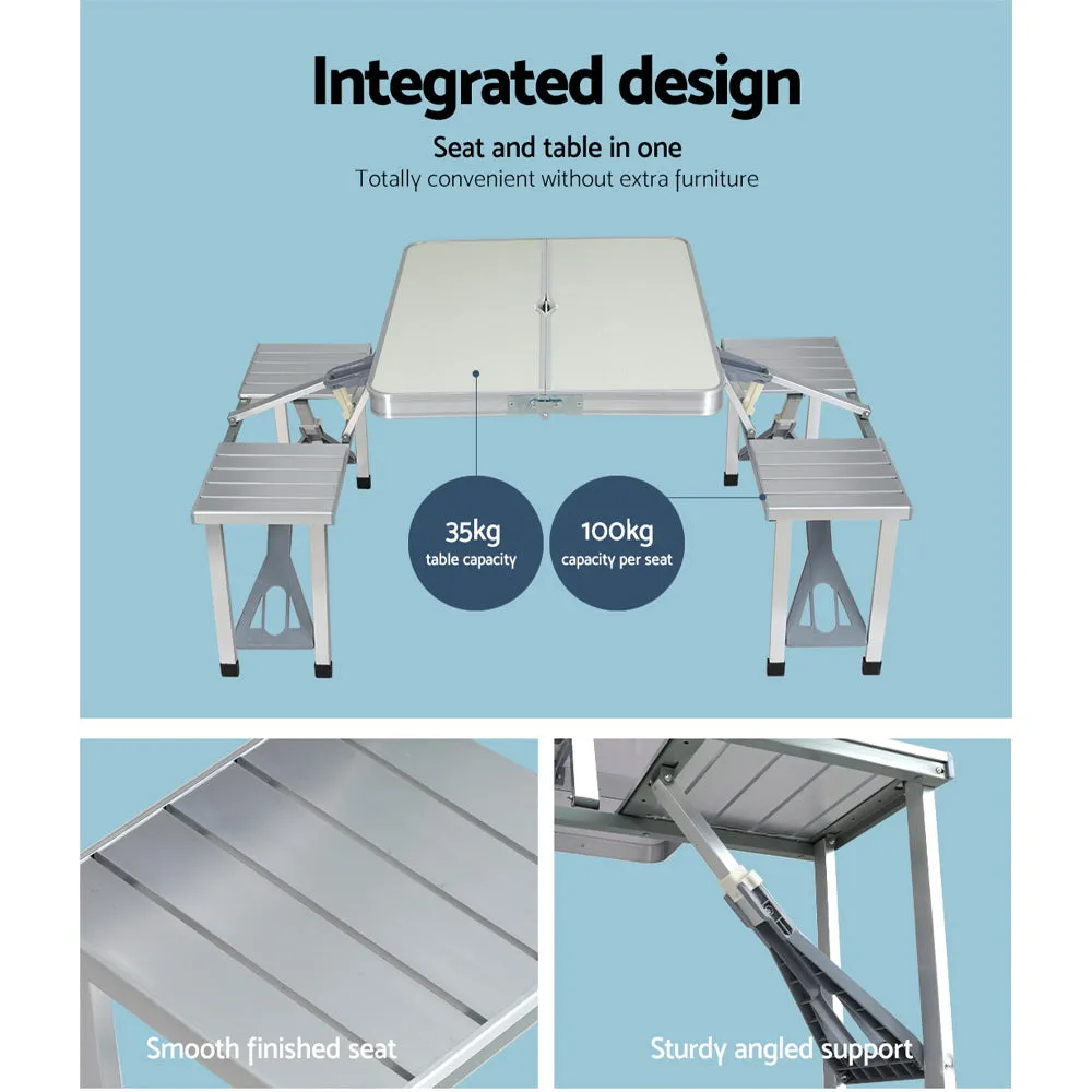 Portable Aluminum Camping Table Set, Seats 4, Weisshorn