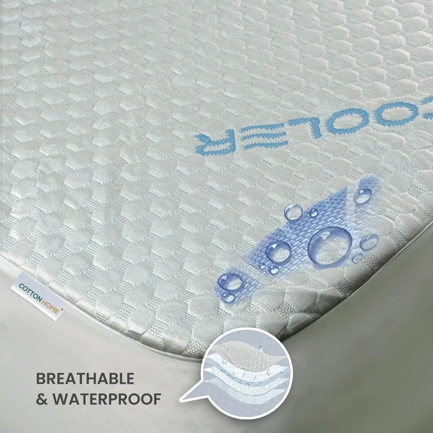 Premium Coolent Mattress Protector 100x200 35CM | Breathable & Waterproof by Cotton Home