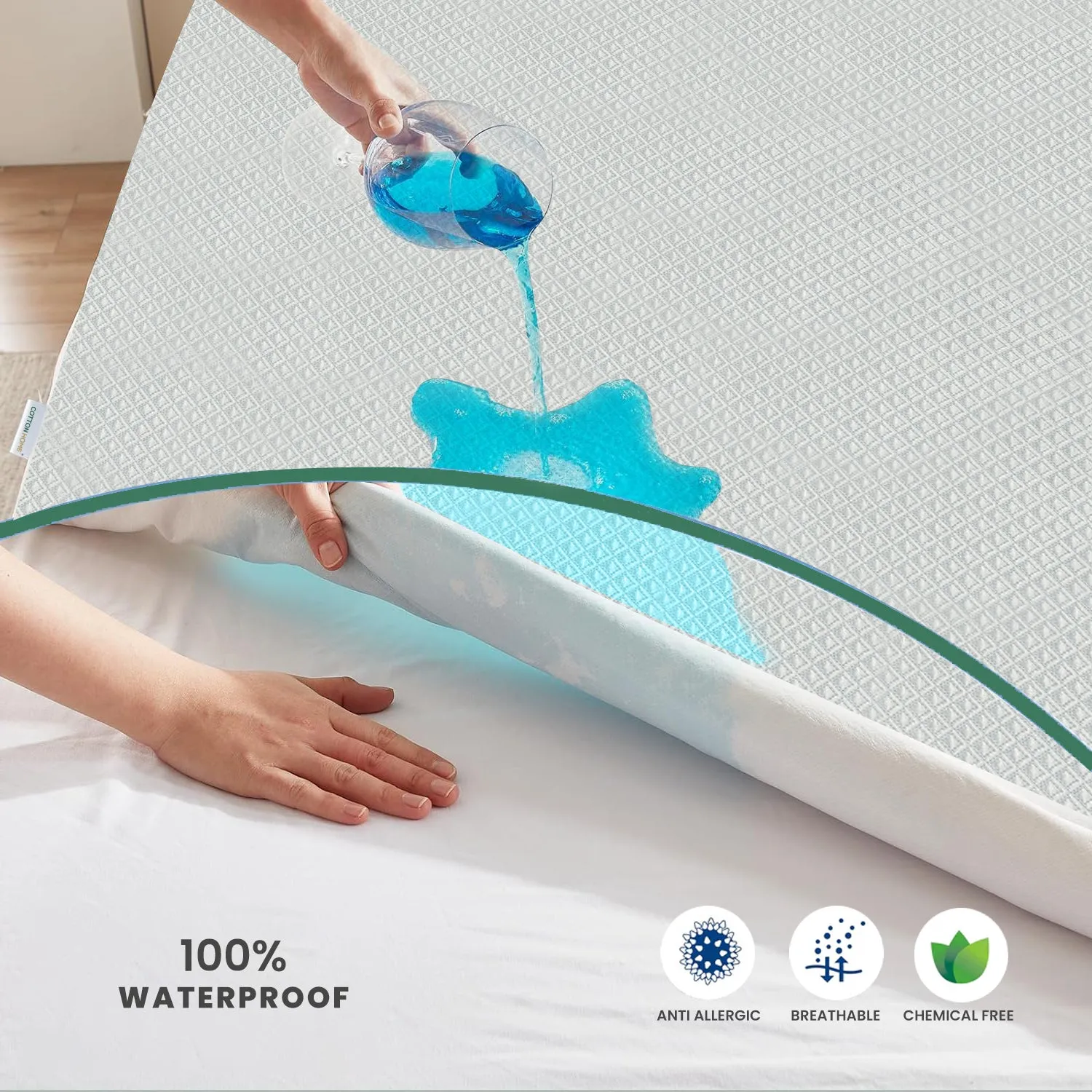 Premium Cooling Mattress Protector 100x200 35CM | Breathable & Waterproof by Cotton Home