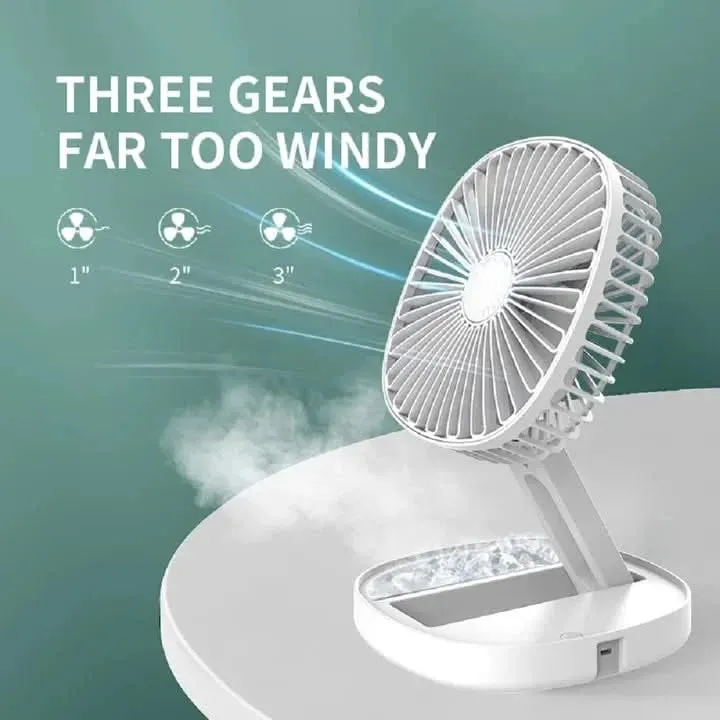 Rechargeable Small Mini Portable Foldable Table Fan with Ice Tray & 1200mAh Battery for Home, kitchen & Office Desk