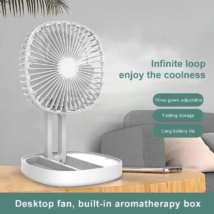 Rechargeable Small Mini Portable Foldable Table Fan with Ice Tray & 1200mAh Battery for Home, kitchen & Office Desk