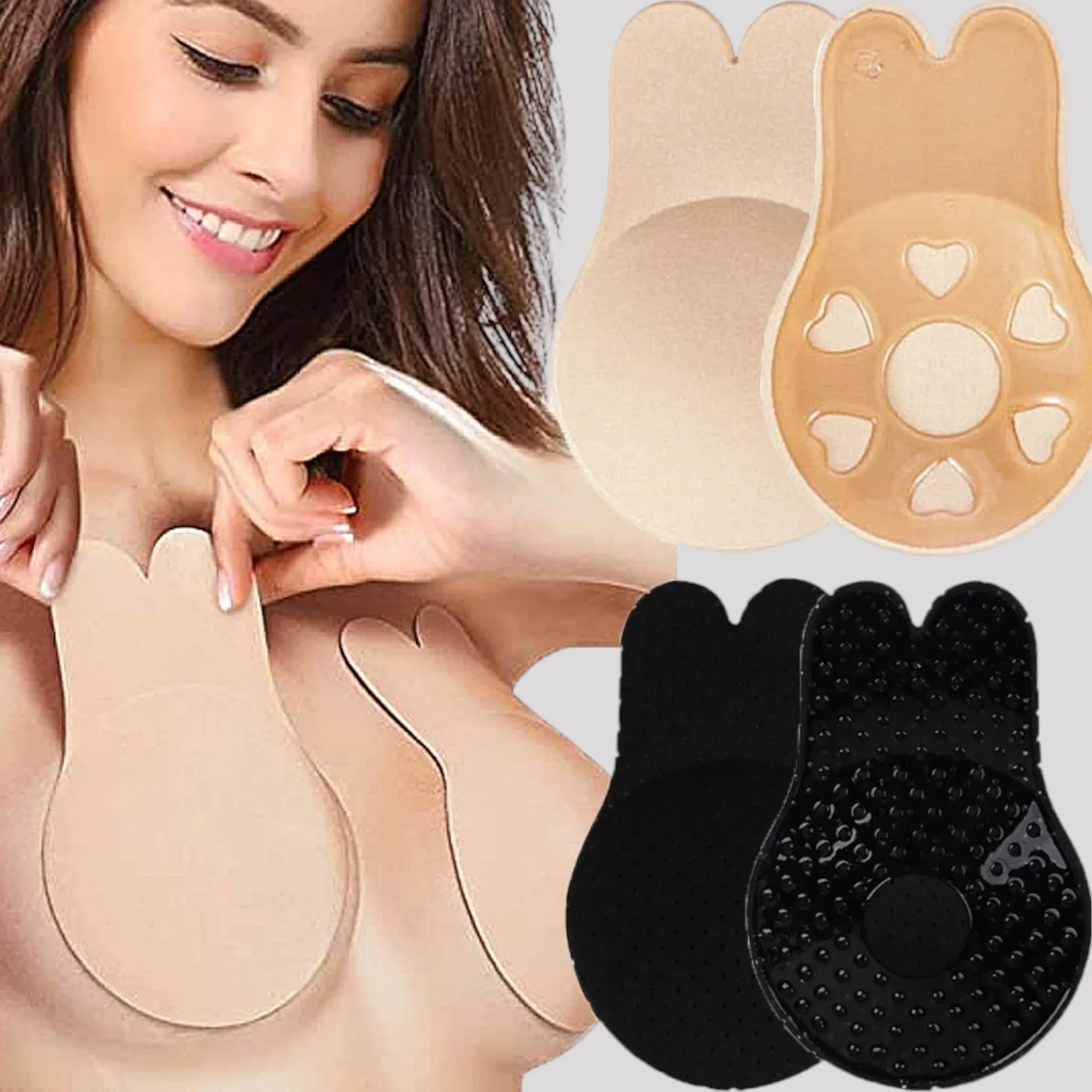 Reusable Self Adhesive Rabbit Ear Nipple Cover with Lift Ability