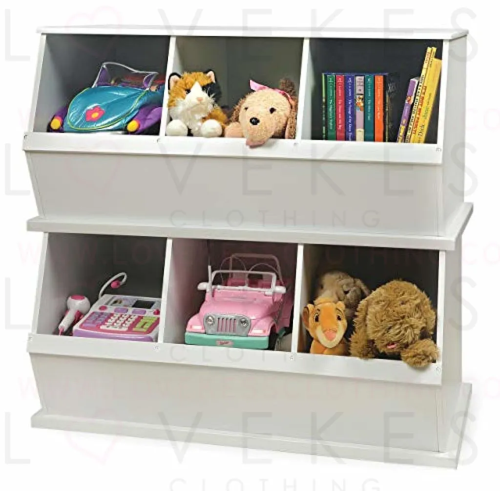 Stackable Wooden 3 Bin Open Storage Toy Organizing Cubby