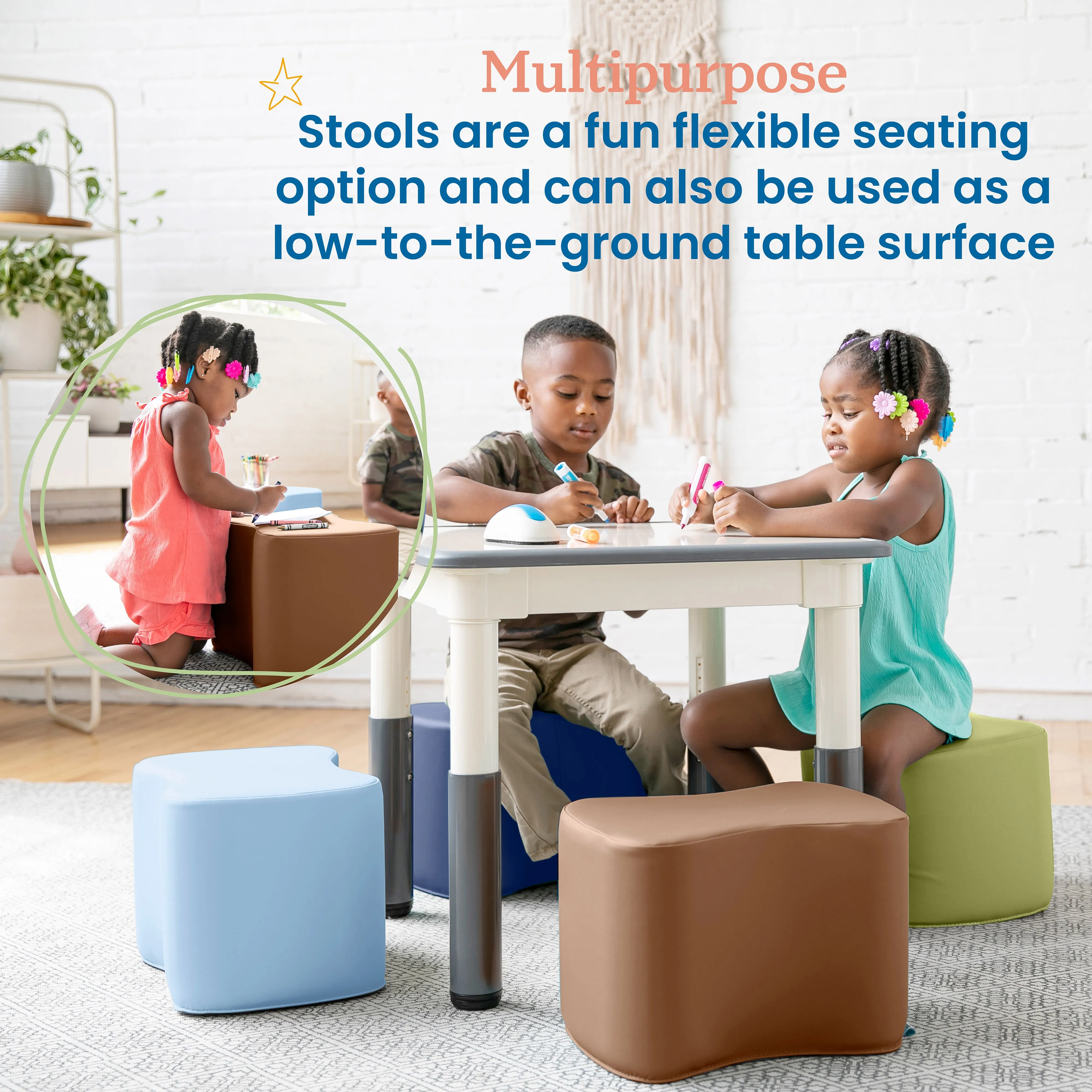 Toddler Modular Stool Set, Flexible Seating, 6-Piece