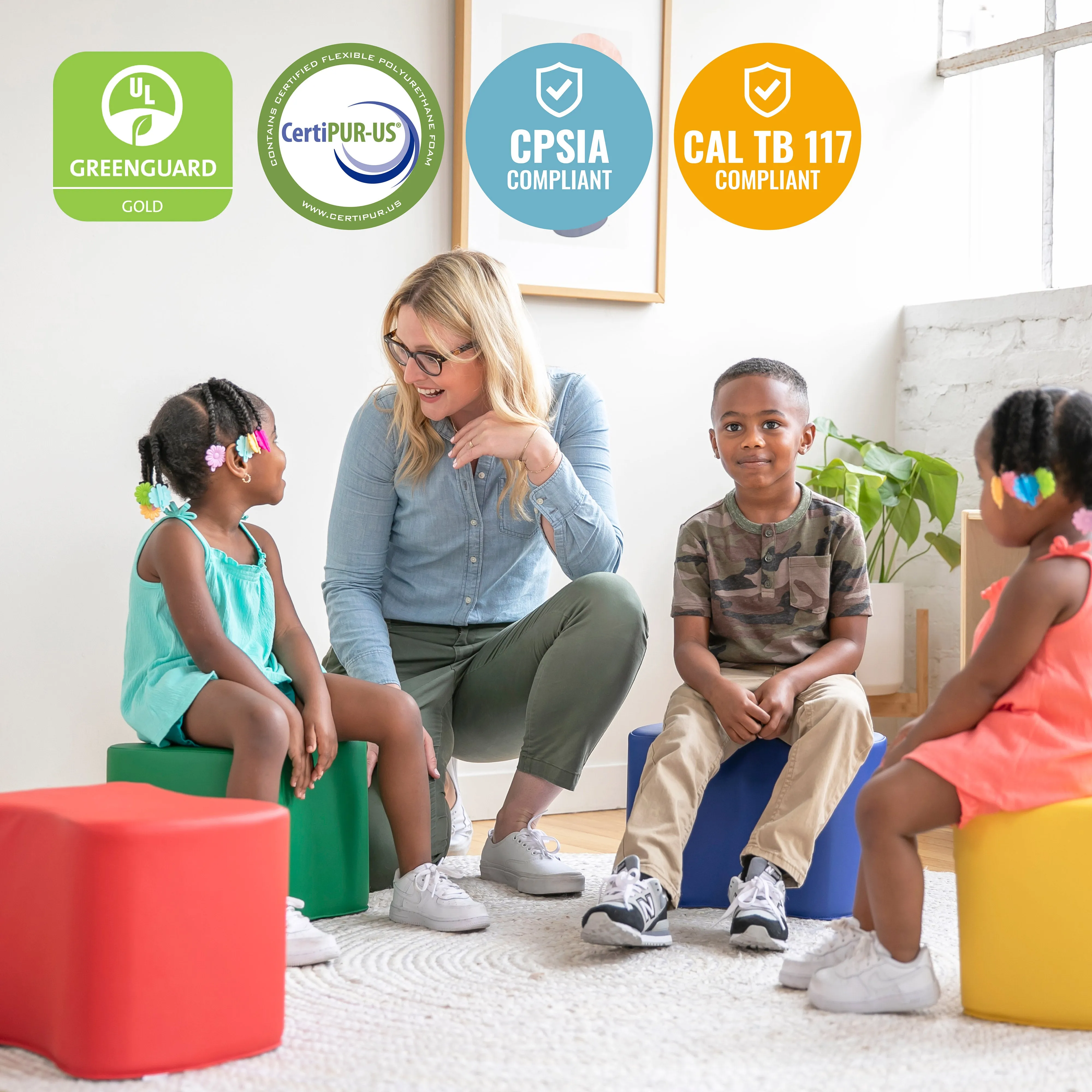 Toddler Modular Stool Set, Flexible Seating, 6-Piece